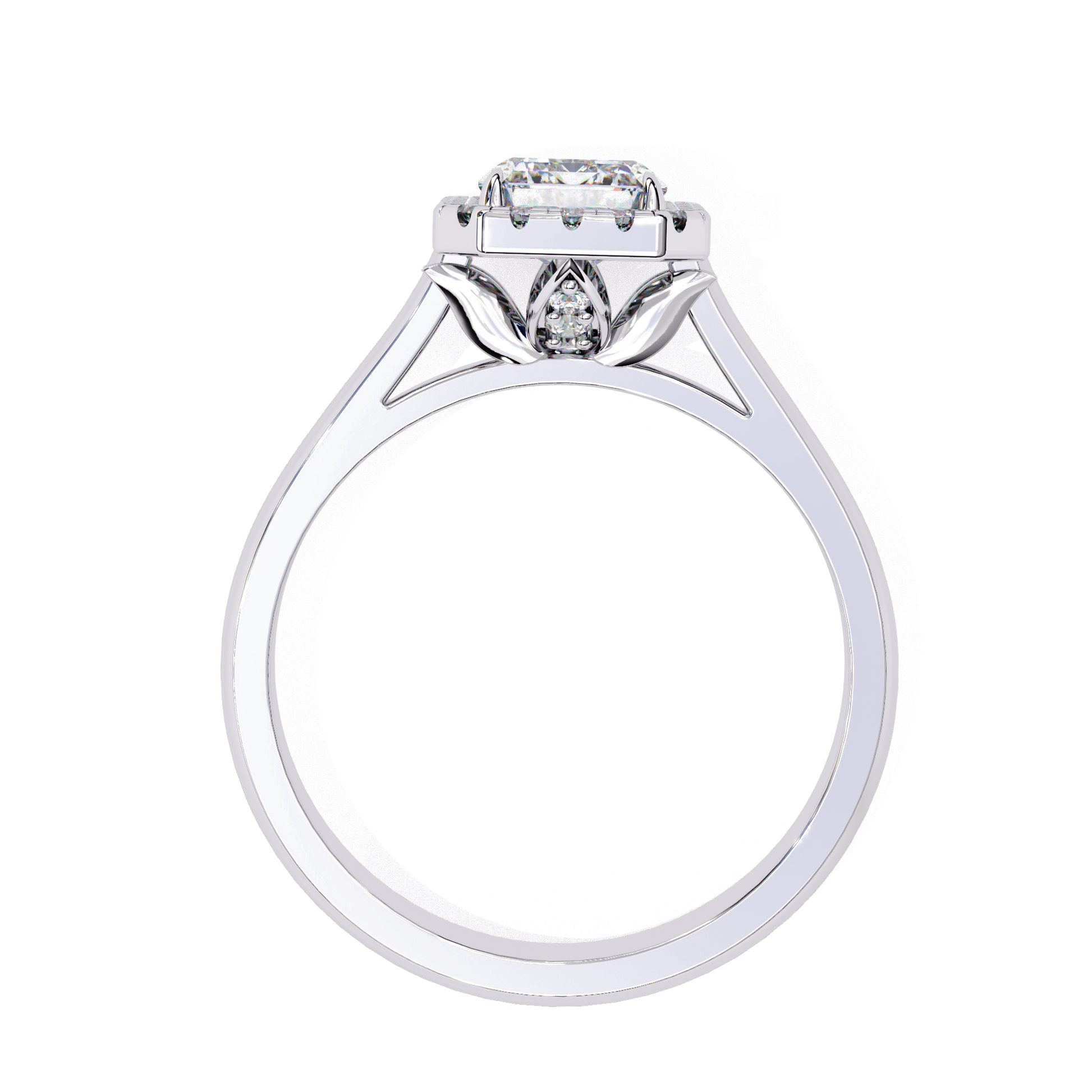 Elysia — Emerald cut lab grown and natural diamond engagement ring — halo, cathedral — Carat House