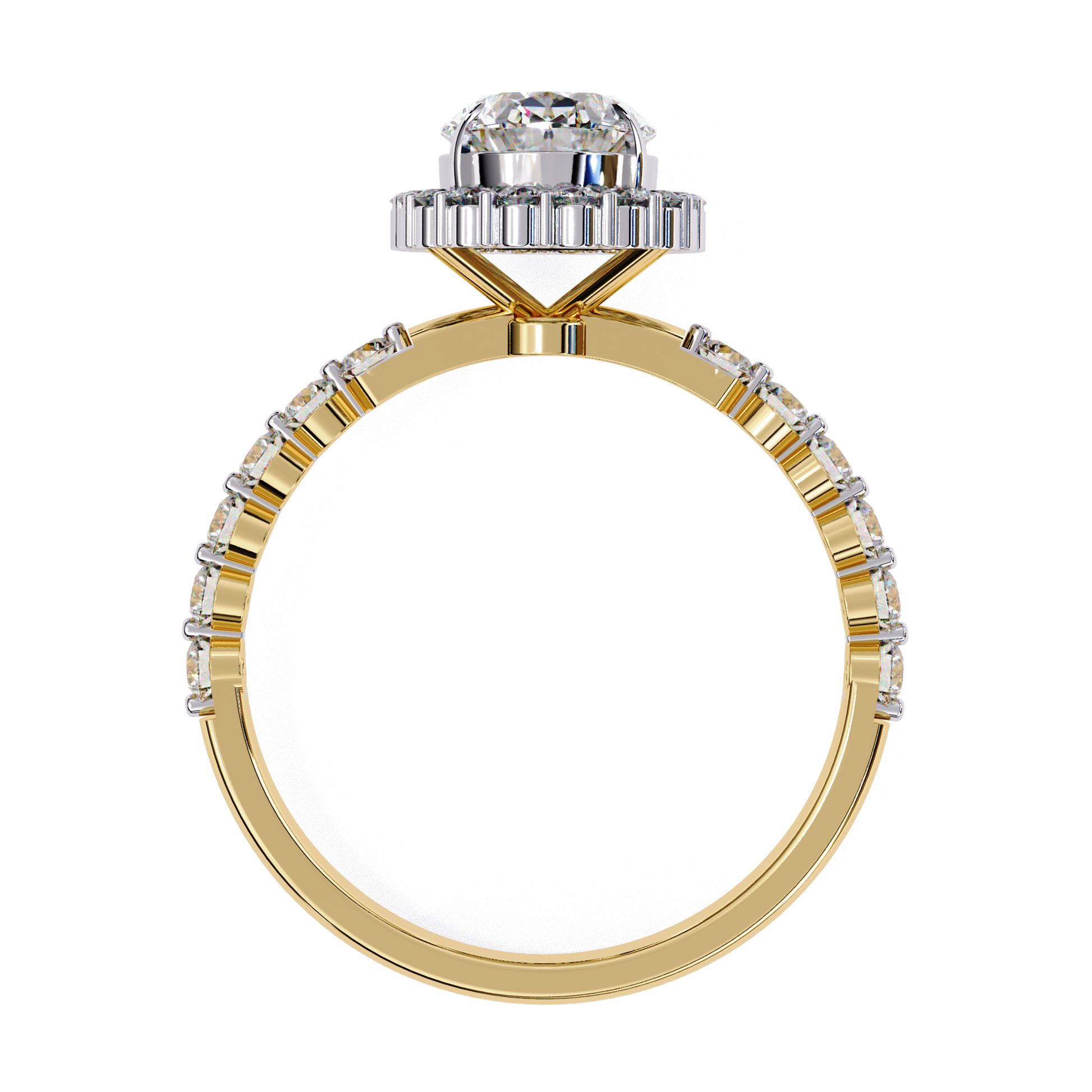 Clarisse — Oval cut lab grown and natural diamond engagement ring — halo, side stones — Carat House