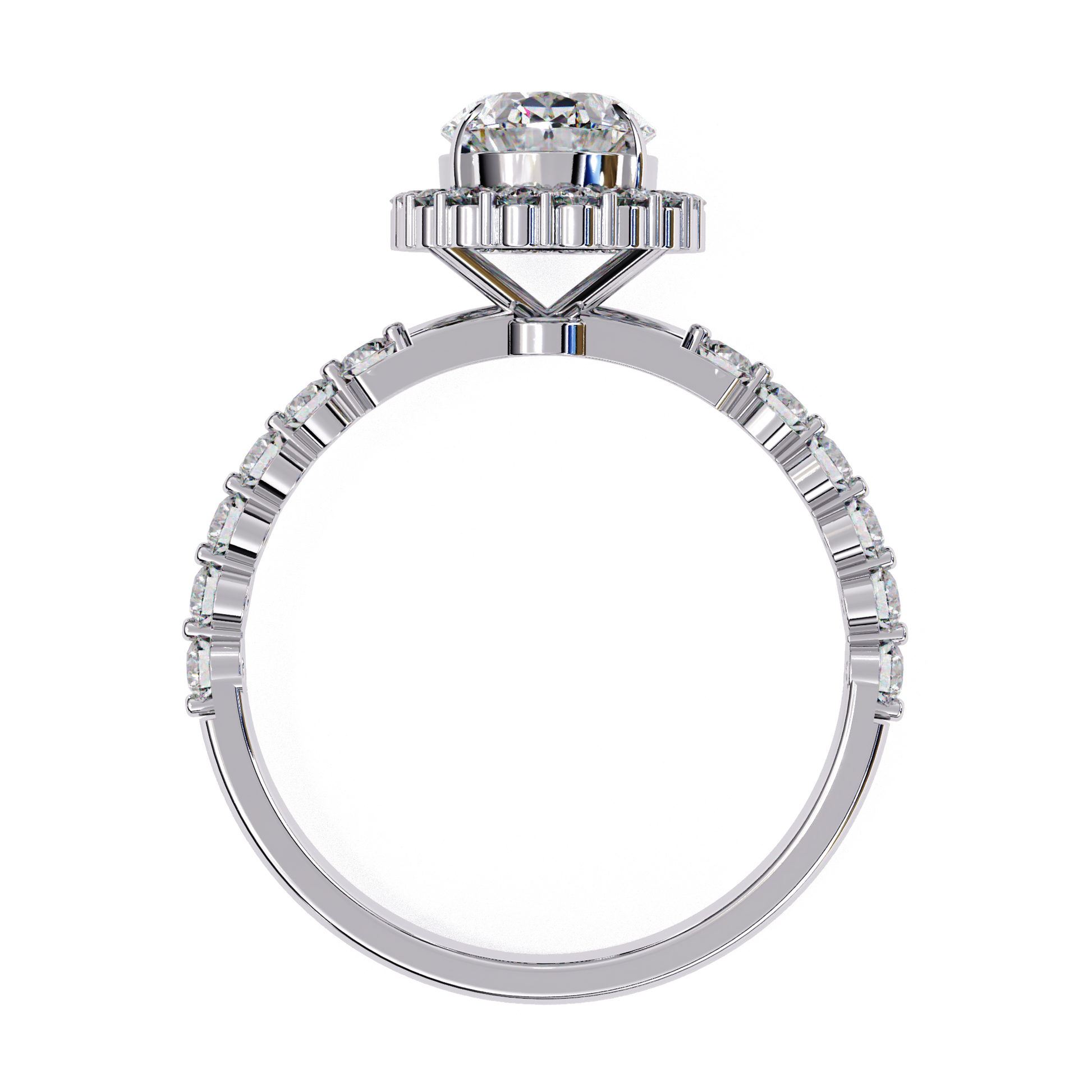 Clarisse — Oval cut lab grown and natural diamond engagement ring — halo, side stones — Carat House