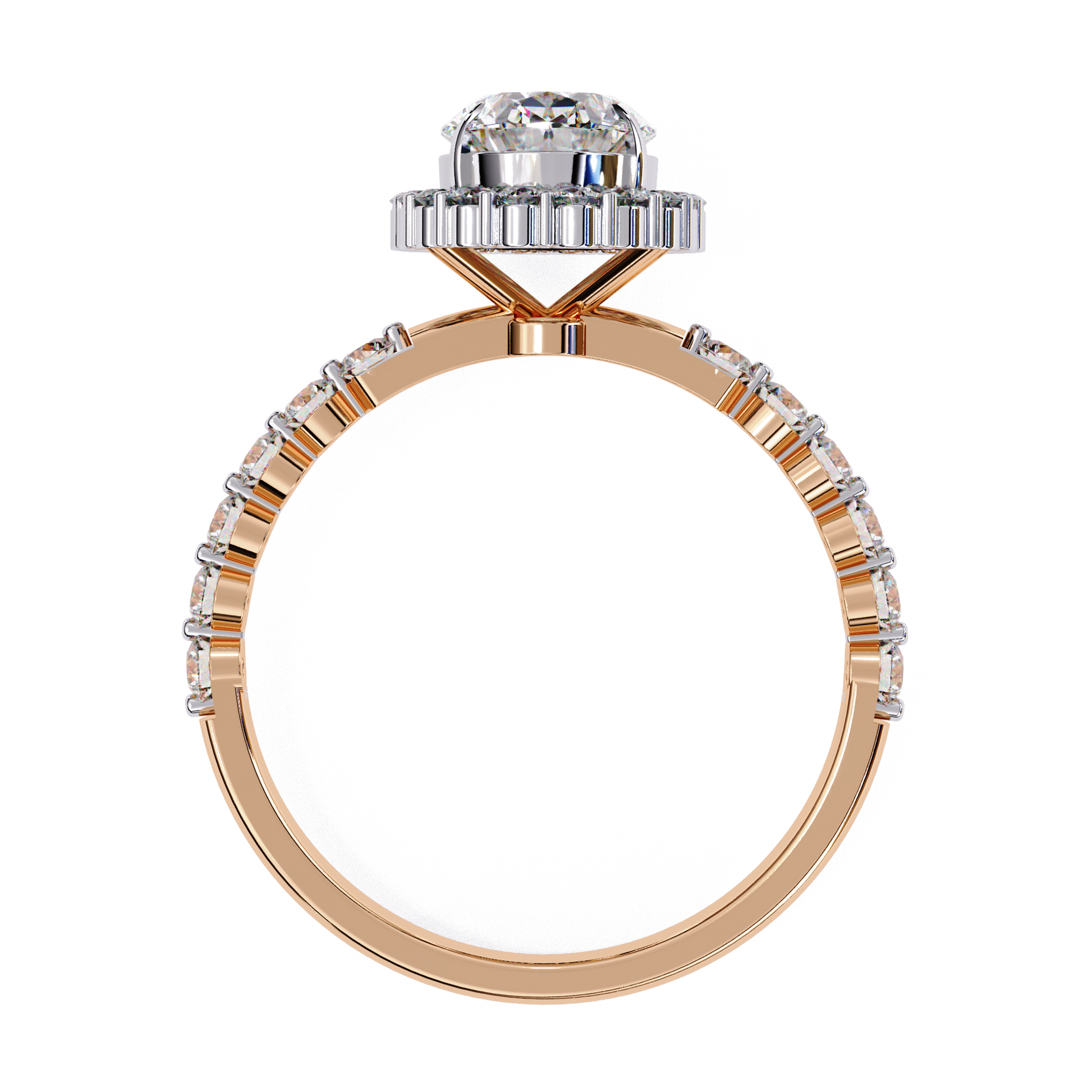 Clarisse — Oval cut lab grown and natural diamond engagement ring — halo, side stones — Carat House