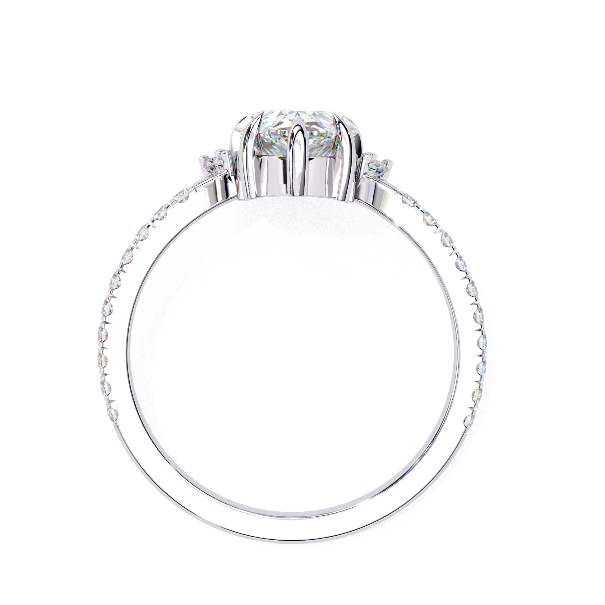 Marisa — Pear cut lab grown and natural diamond engagement ring — halo, side stones — Carat House