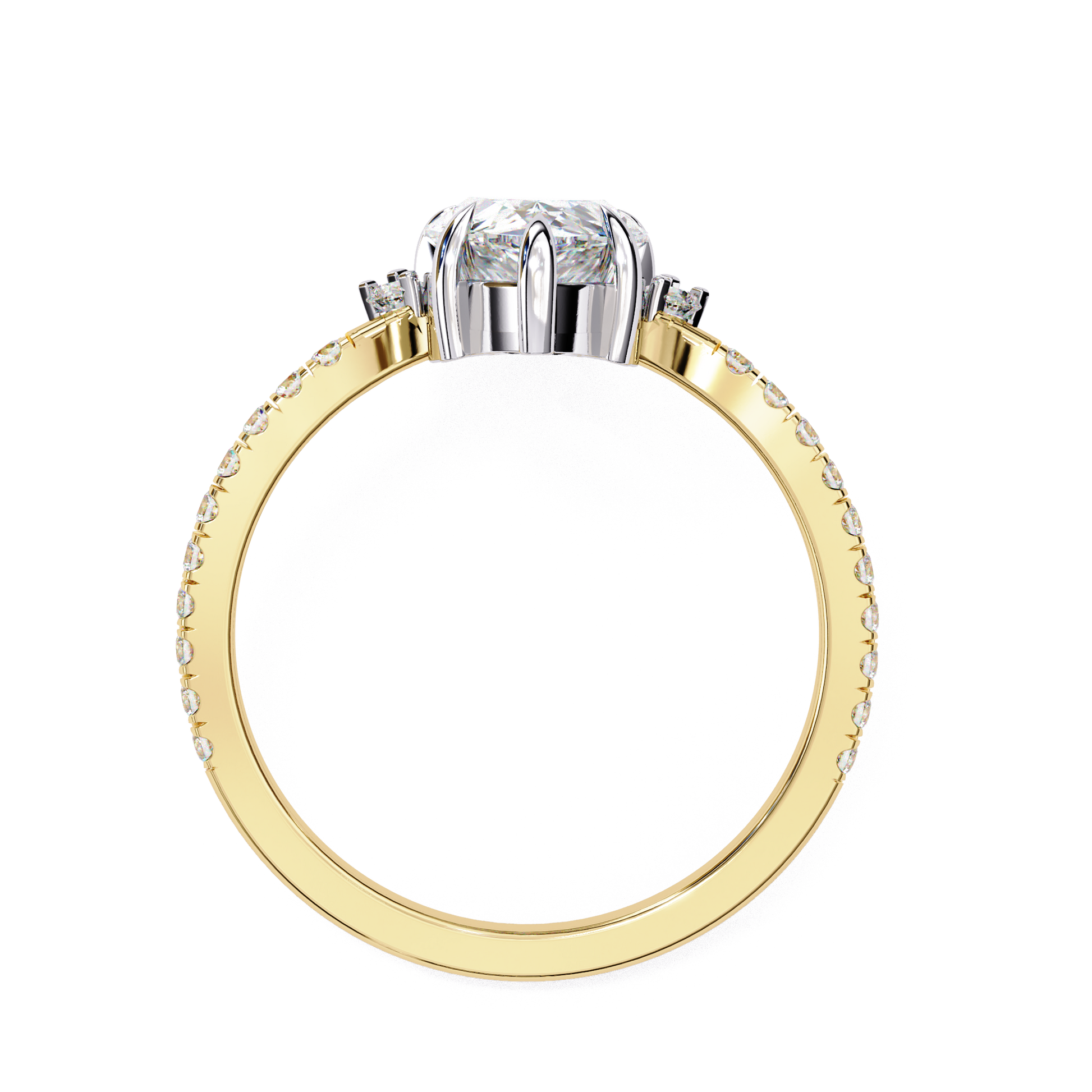 Marisa — Pear cut lab grown and natural diamond engagement ring — halo, side stones — Carat House