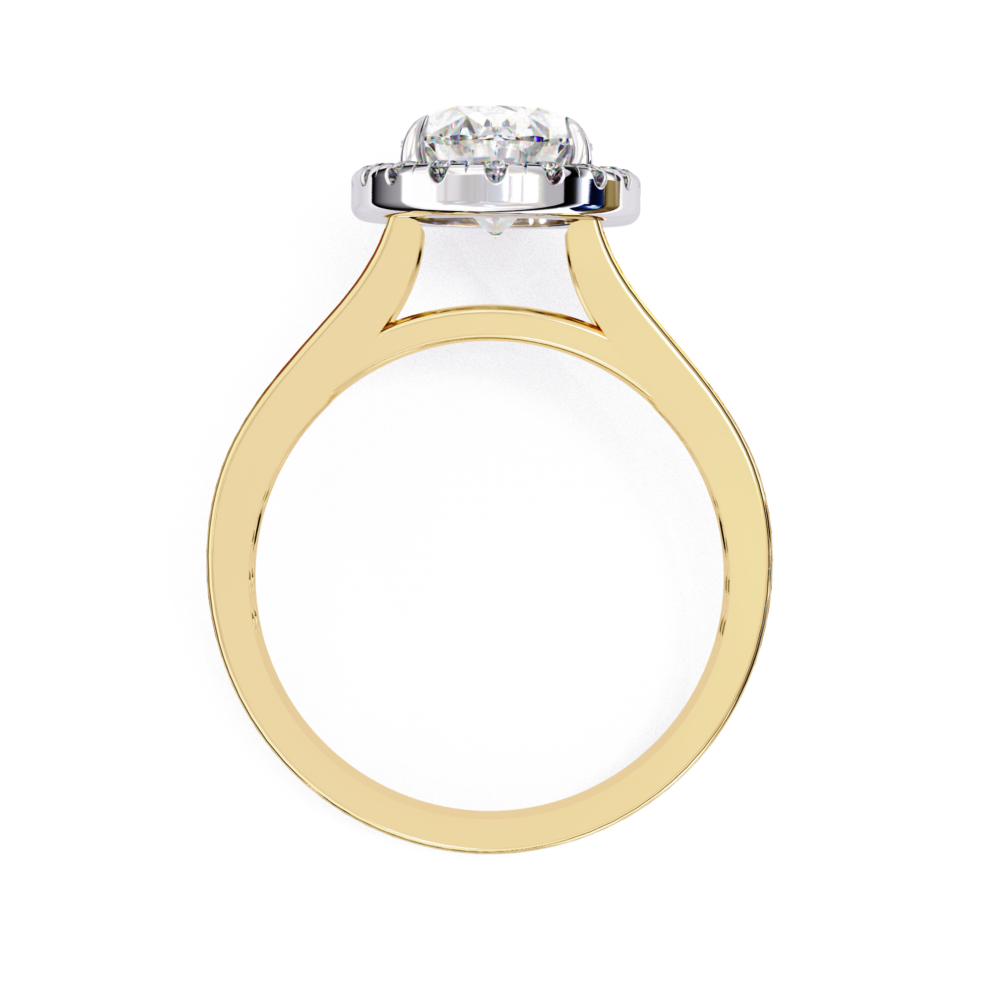 Eliza — Oval cut lab grown and natural diamond engagement ring — halo, cathedral, split shank — Carat House