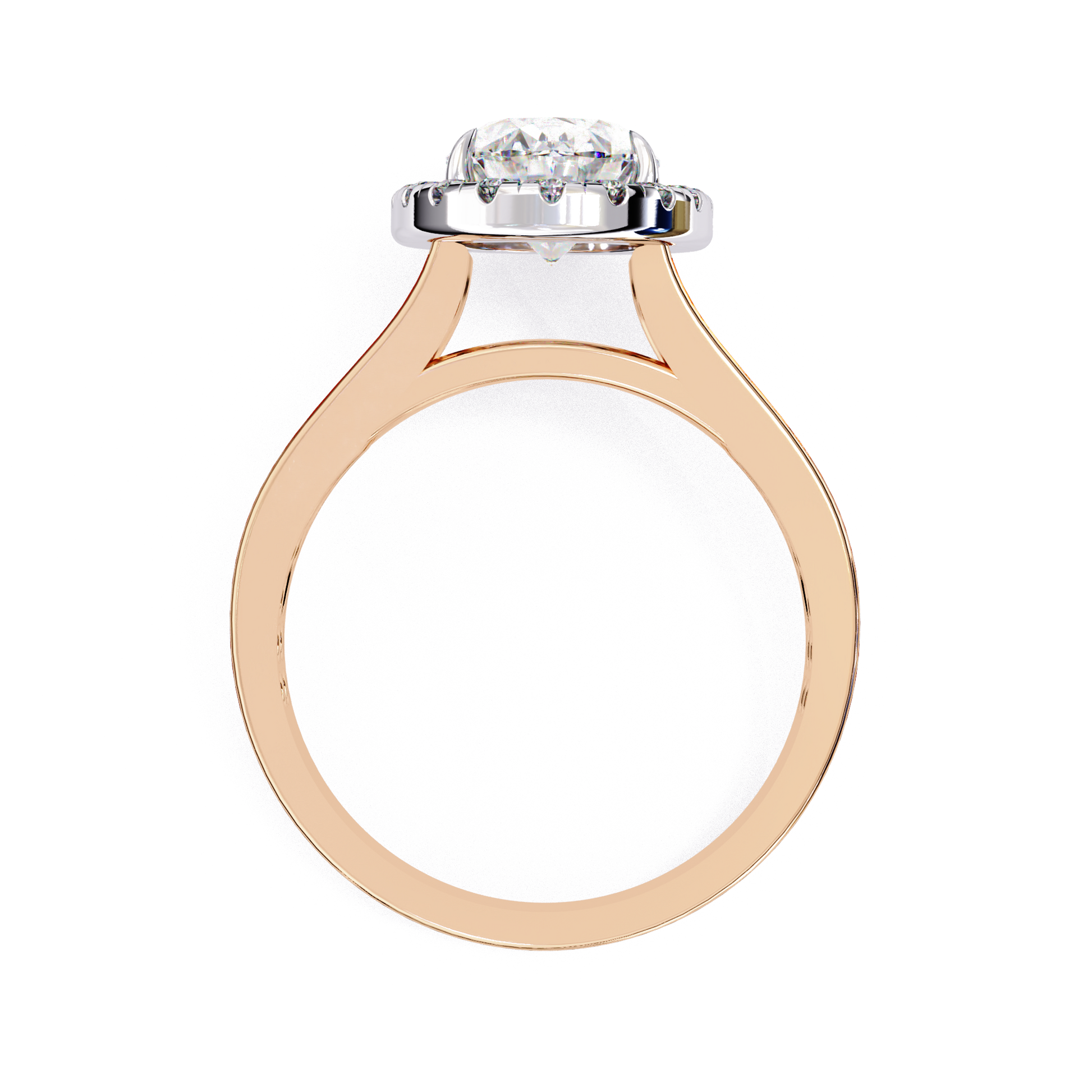 Eliza — Oval cut lab grown and natural diamond engagement ring — halo, cathedral, split shank — Carat House