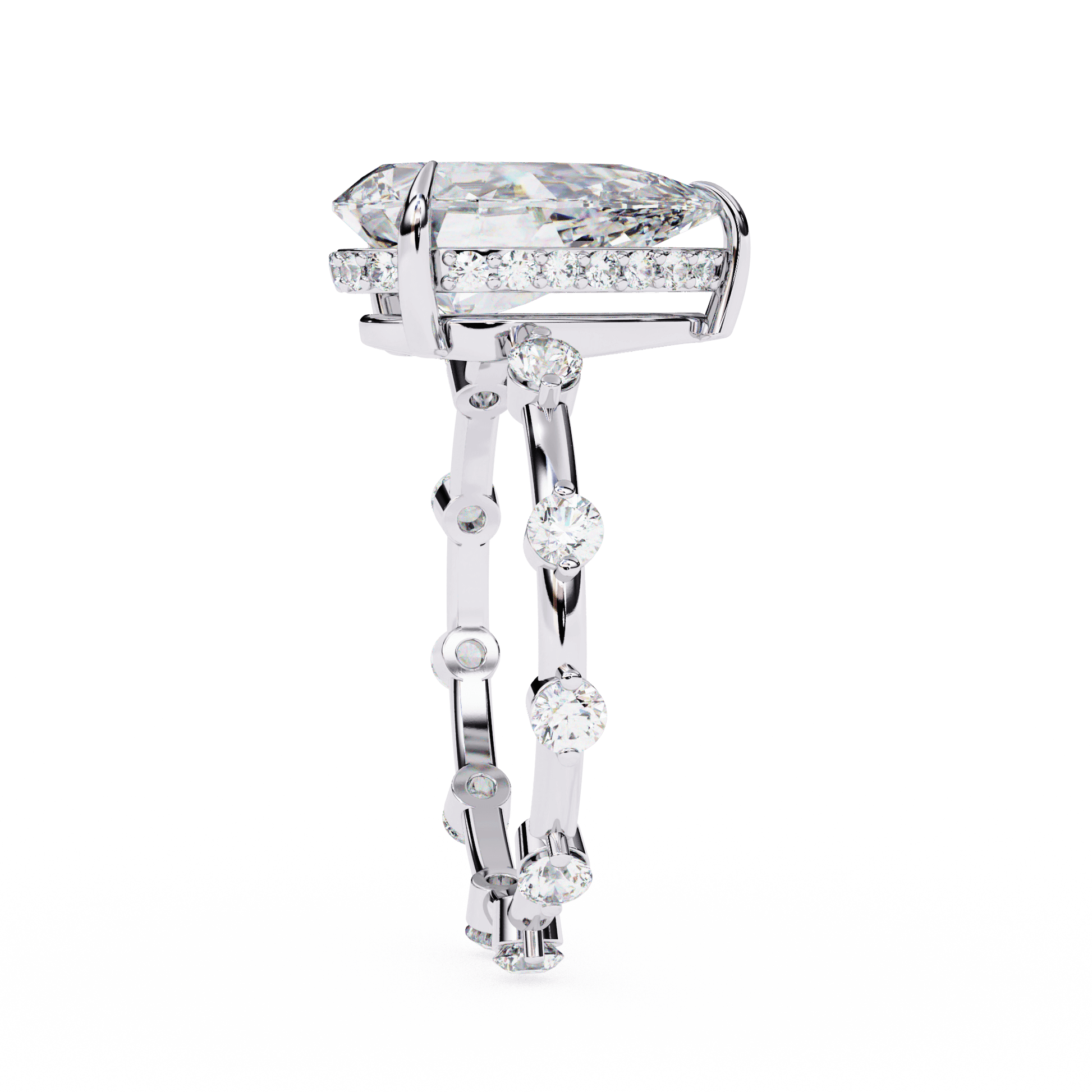 Ramona — Pear cut lab grown and natural diamond engagement ring — hidden halo, halo — Carat House