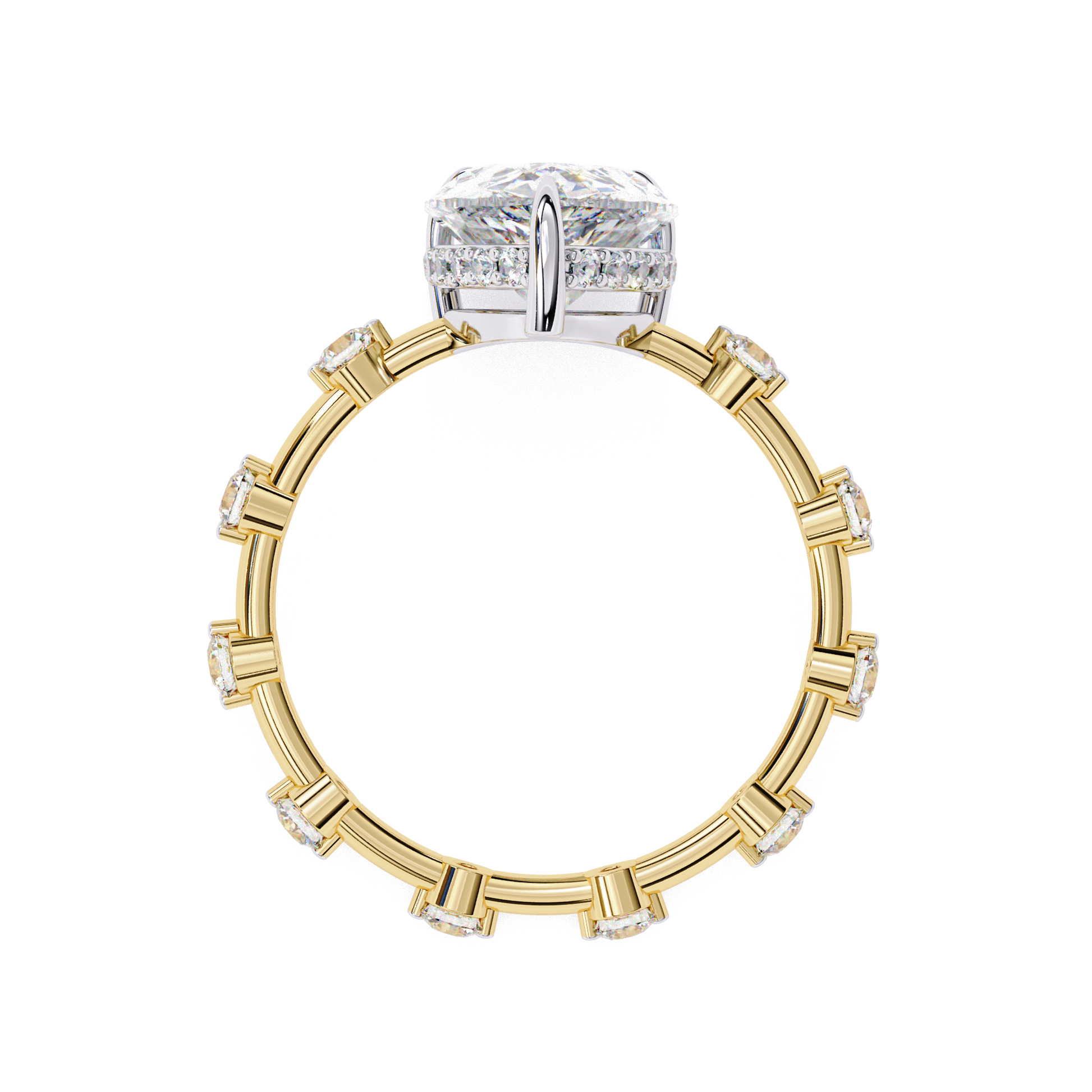 Ramona — Pear cut lab grown and natural diamond engagement ring — hidden halo, halo — Carat House