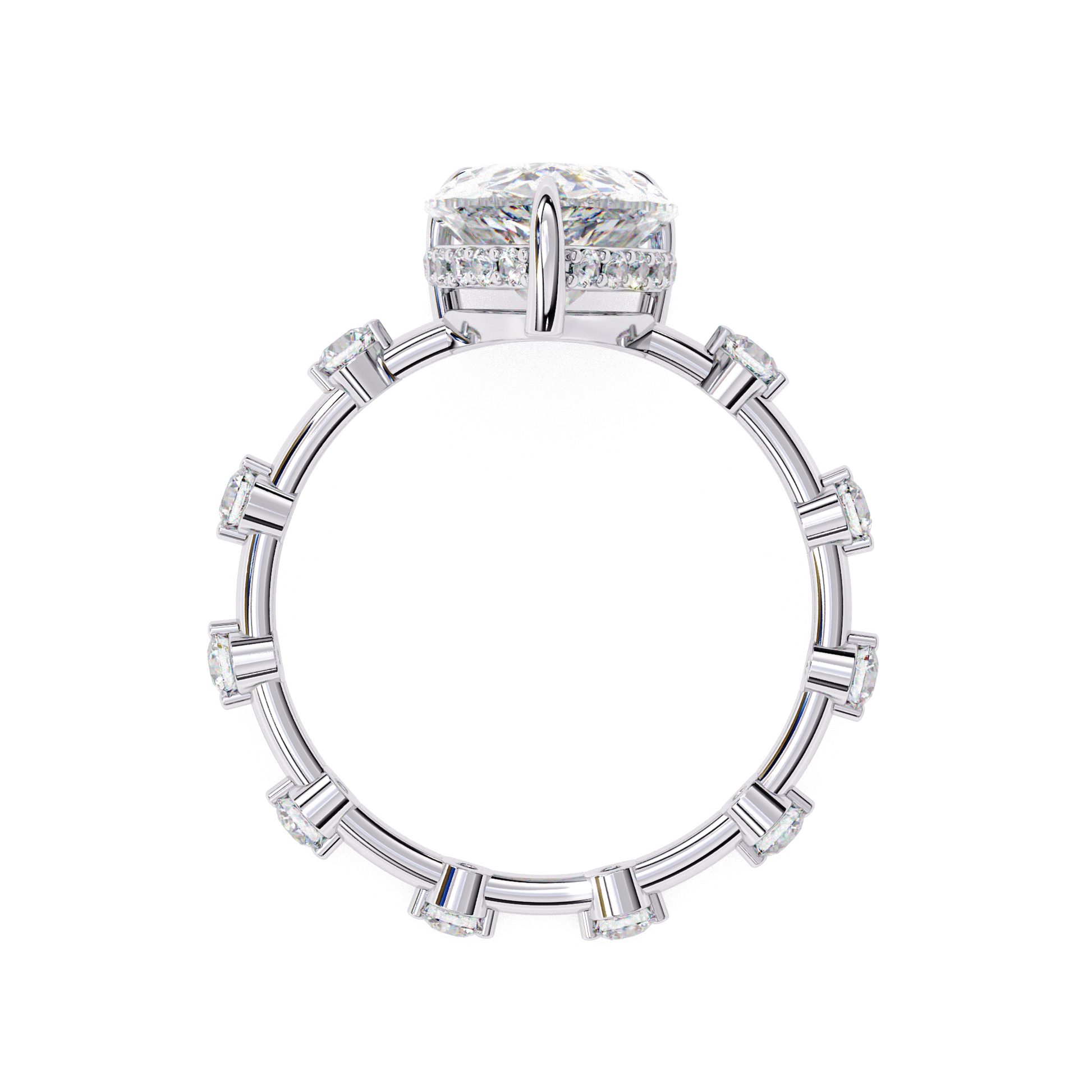 Ramona — Pear cut lab grown and natural diamond engagement ring — hidden halo, halo — Carat House