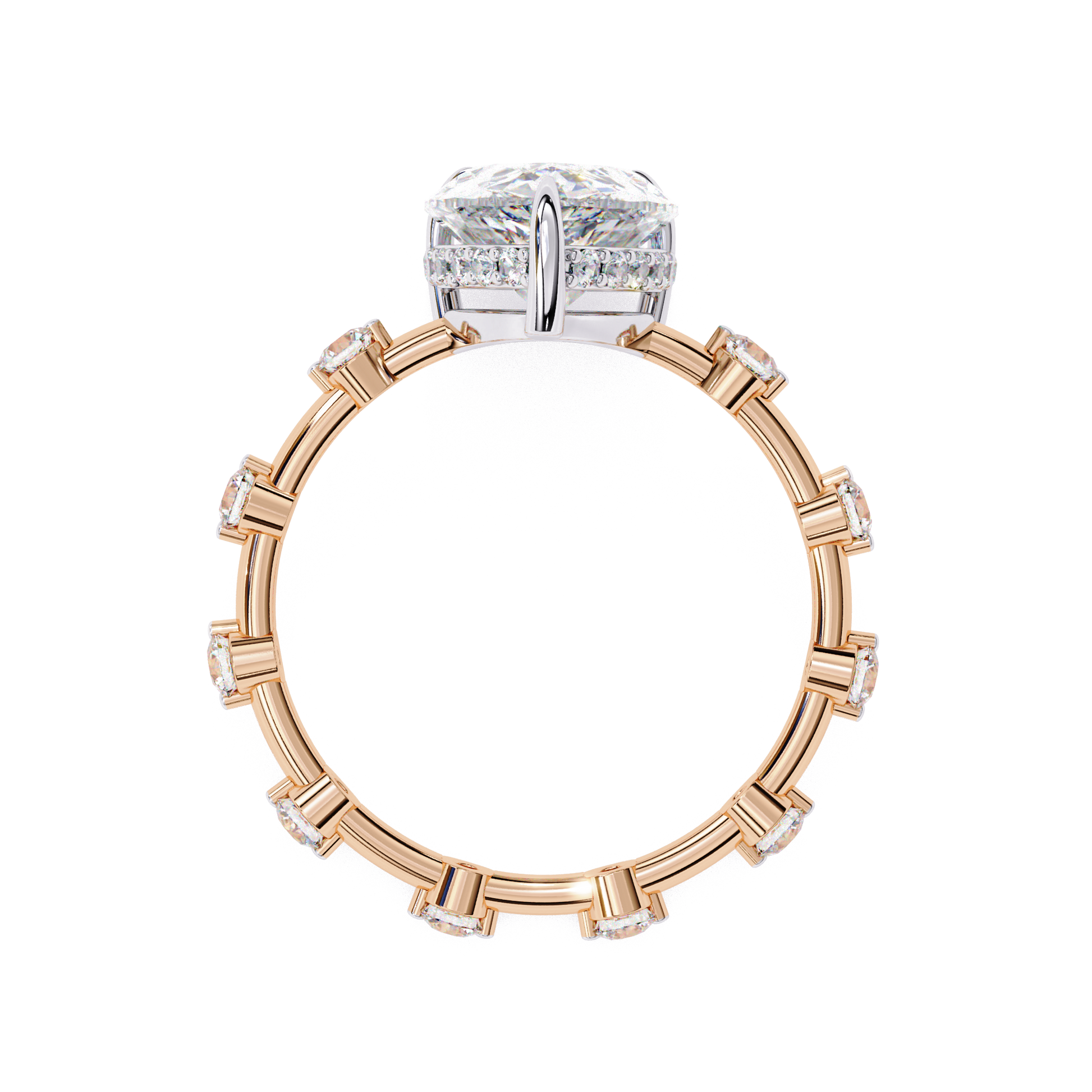 Ramona — Pear cut lab grown and natural diamond engagement ring — hidden halo, halo — Carat House