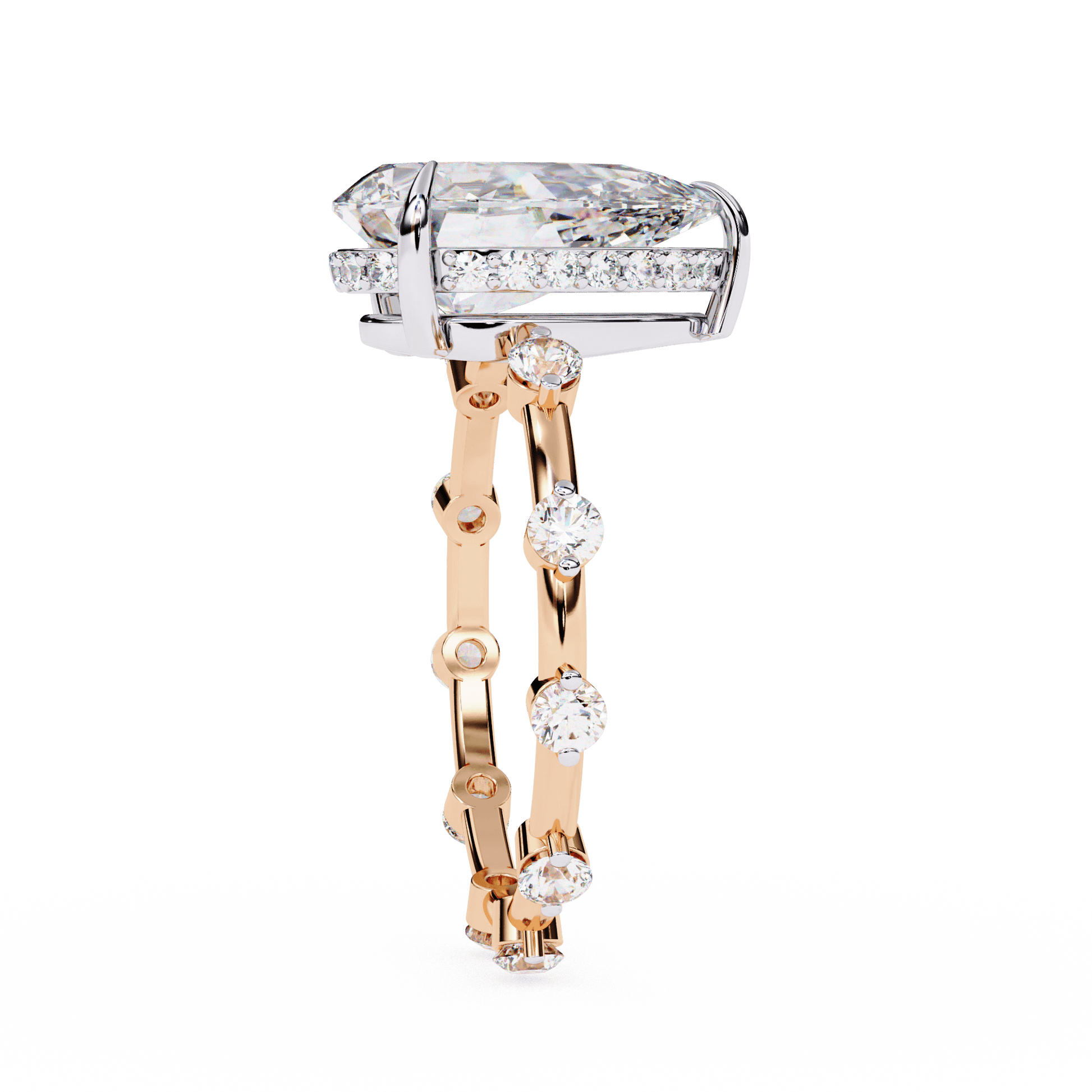 Ramona — Pear cut lab grown and natural diamond engagement ring — hidden halo, halo — Carat House