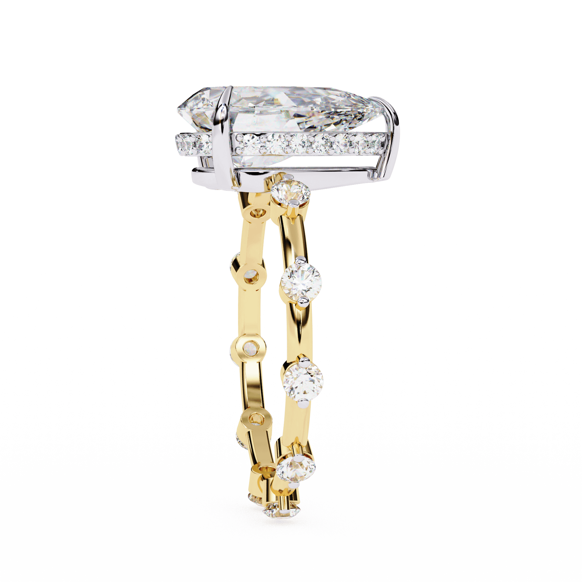 Ramona — Pear cut lab grown and natural diamond engagement ring — hidden halo, halo — Carat House