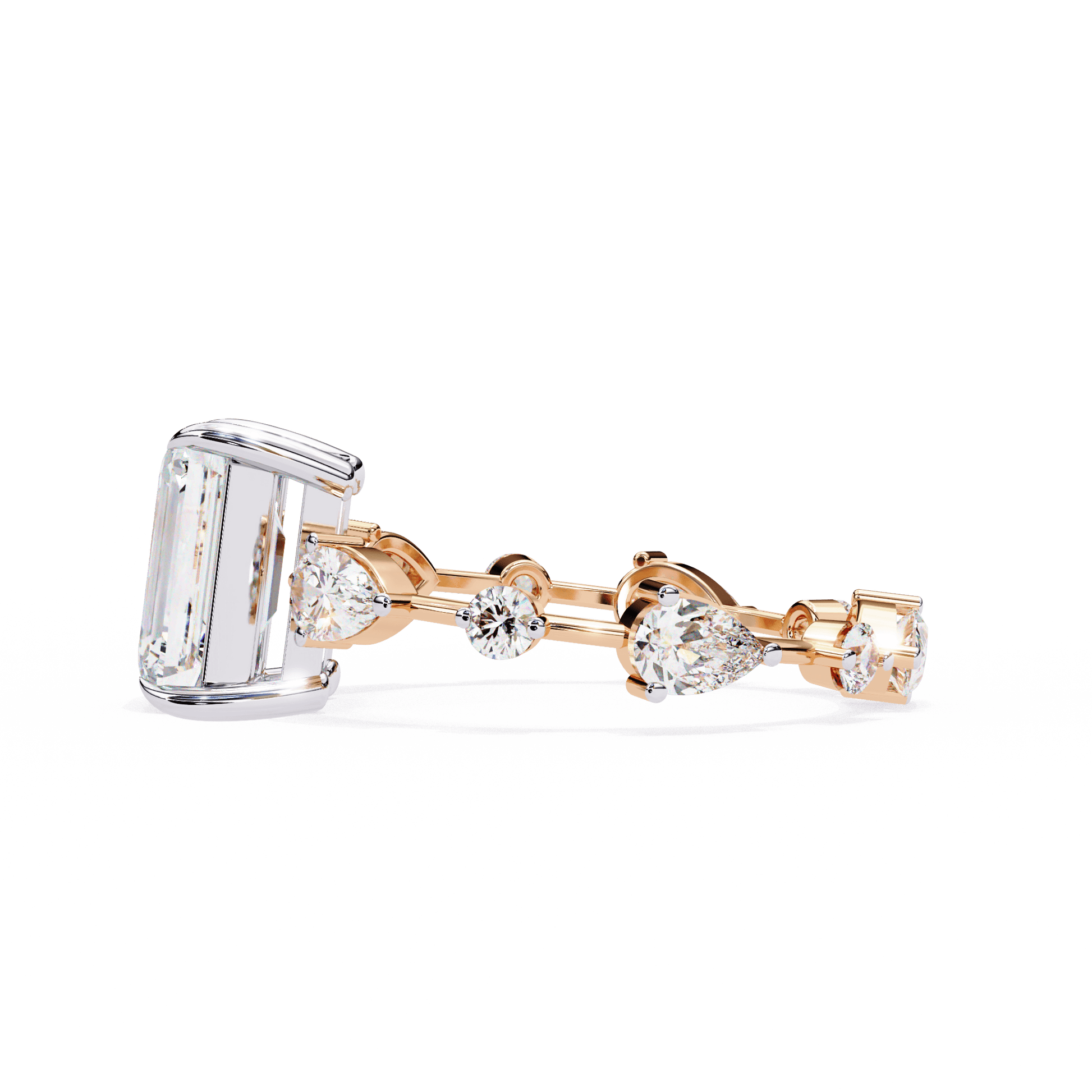 Giana — Emerald cut lab grown and natural diamond engagement ring — side stone — Carat House