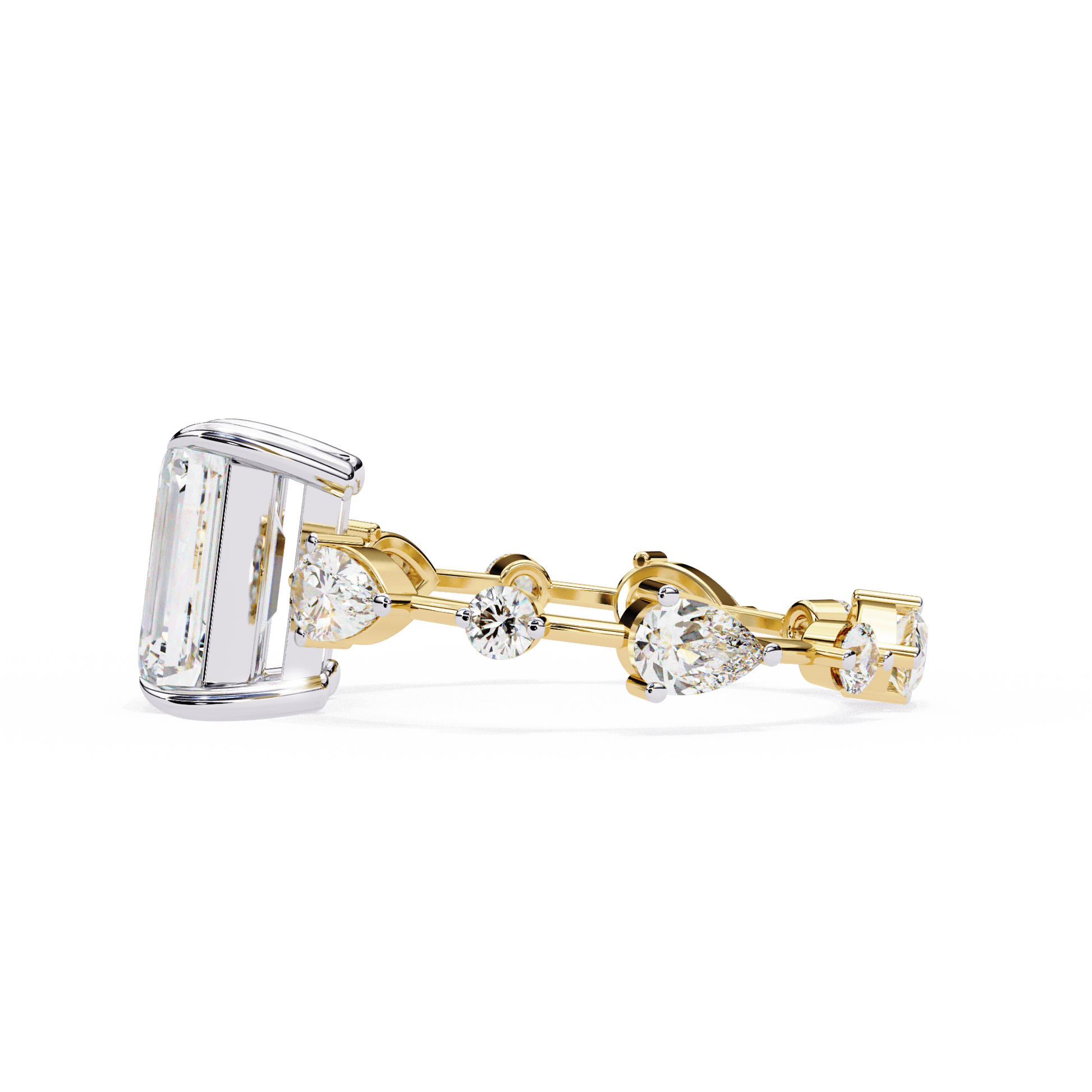 Giana — Emerald cut lab grown and natural diamond engagement ring — side stone — Carat House
