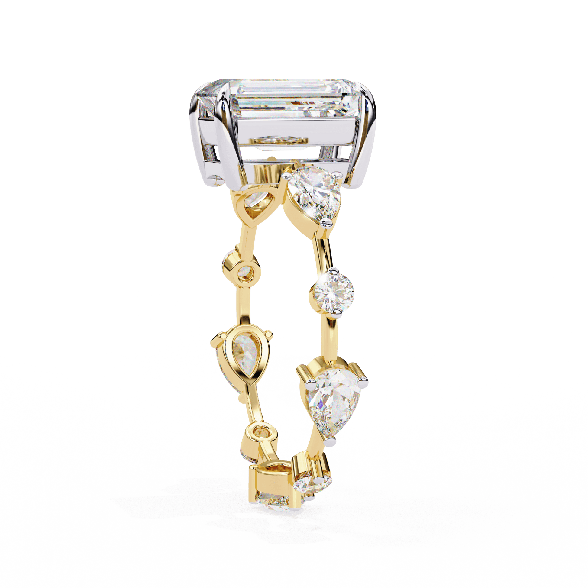 Giana — Emerald cut lab grown and natural diamond engagement ring — side stone — Carat House