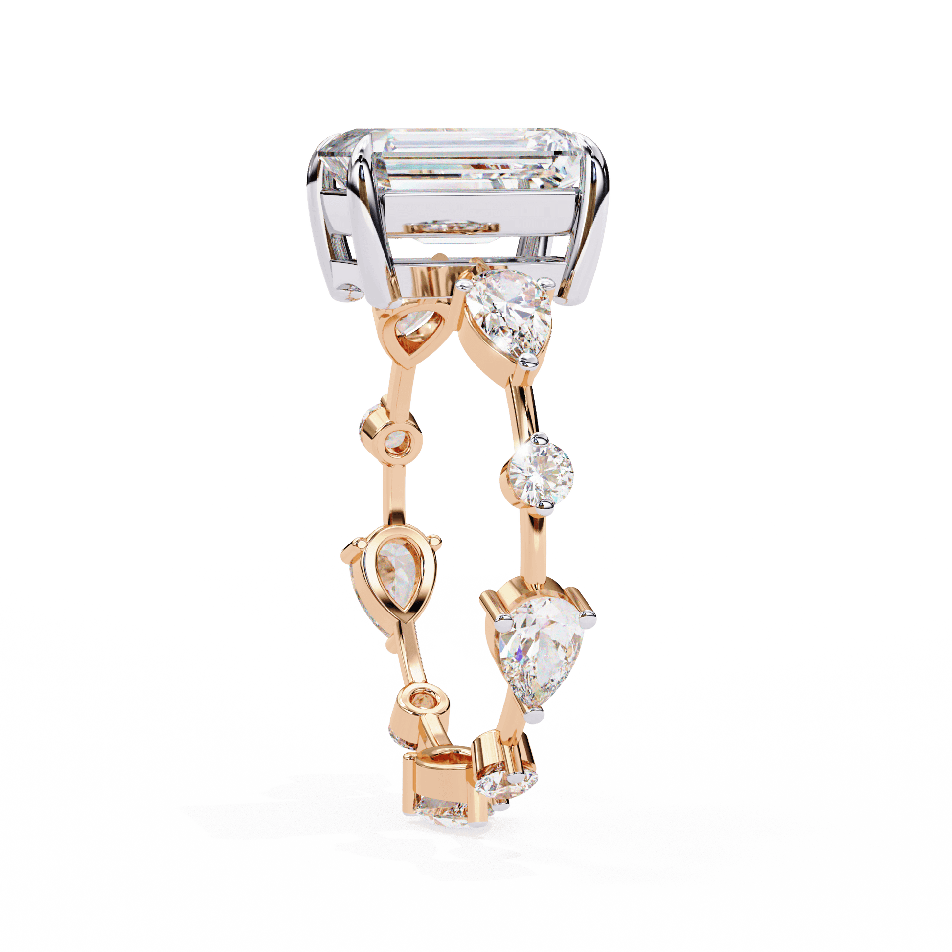 Giana — Emerald cut lab grown and natural diamond engagement ring — side stone — Carat House