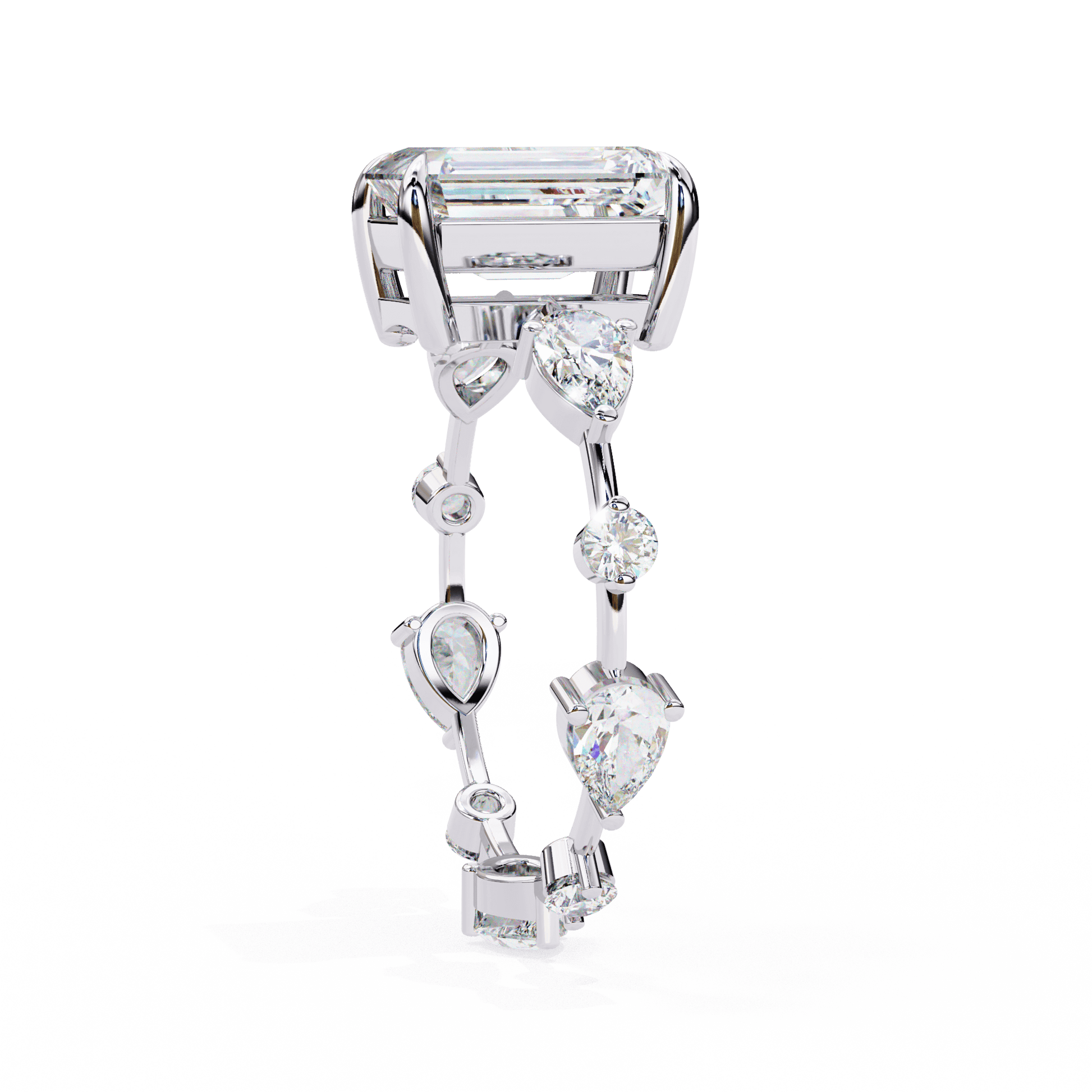 Giana — Emerald cut lab grown and natural diamond engagement ring — side stone — Carat House