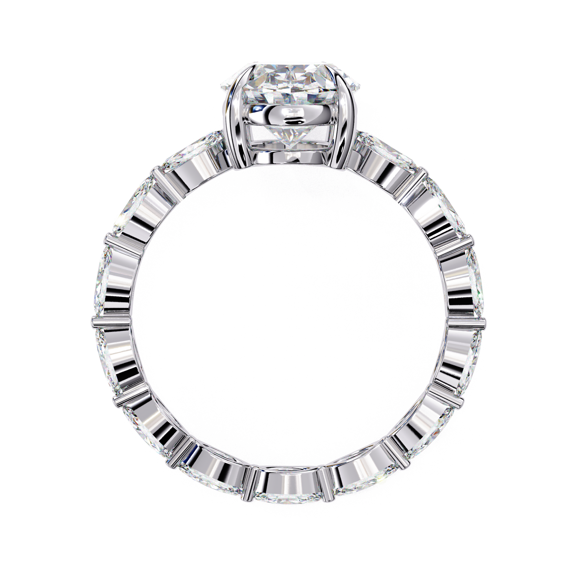 Ember — Oval cut lab grown and natural diamond engagement ring, side stones — Carat House