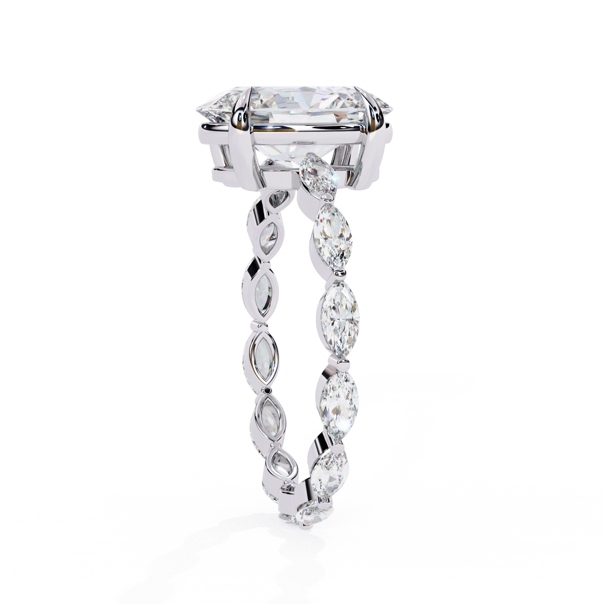 Ember — Oval cut lab grown and natural diamond engagement ring, side stones — Carat House