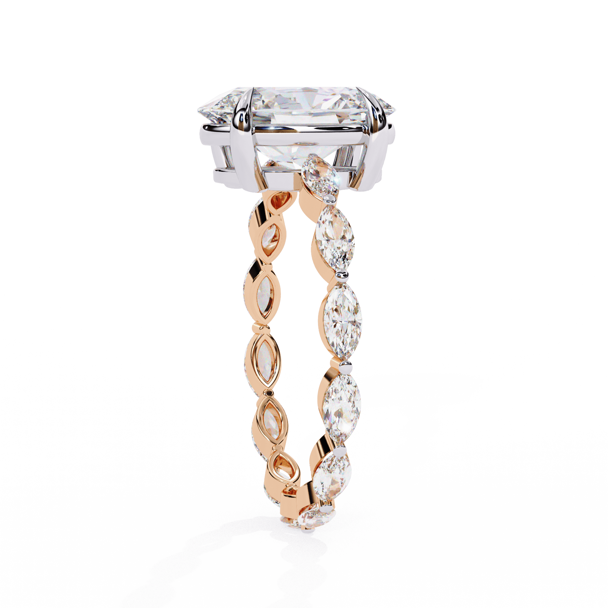Ember — Oval cut lab grown and natural diamond engagement ring, side stones — Carat House