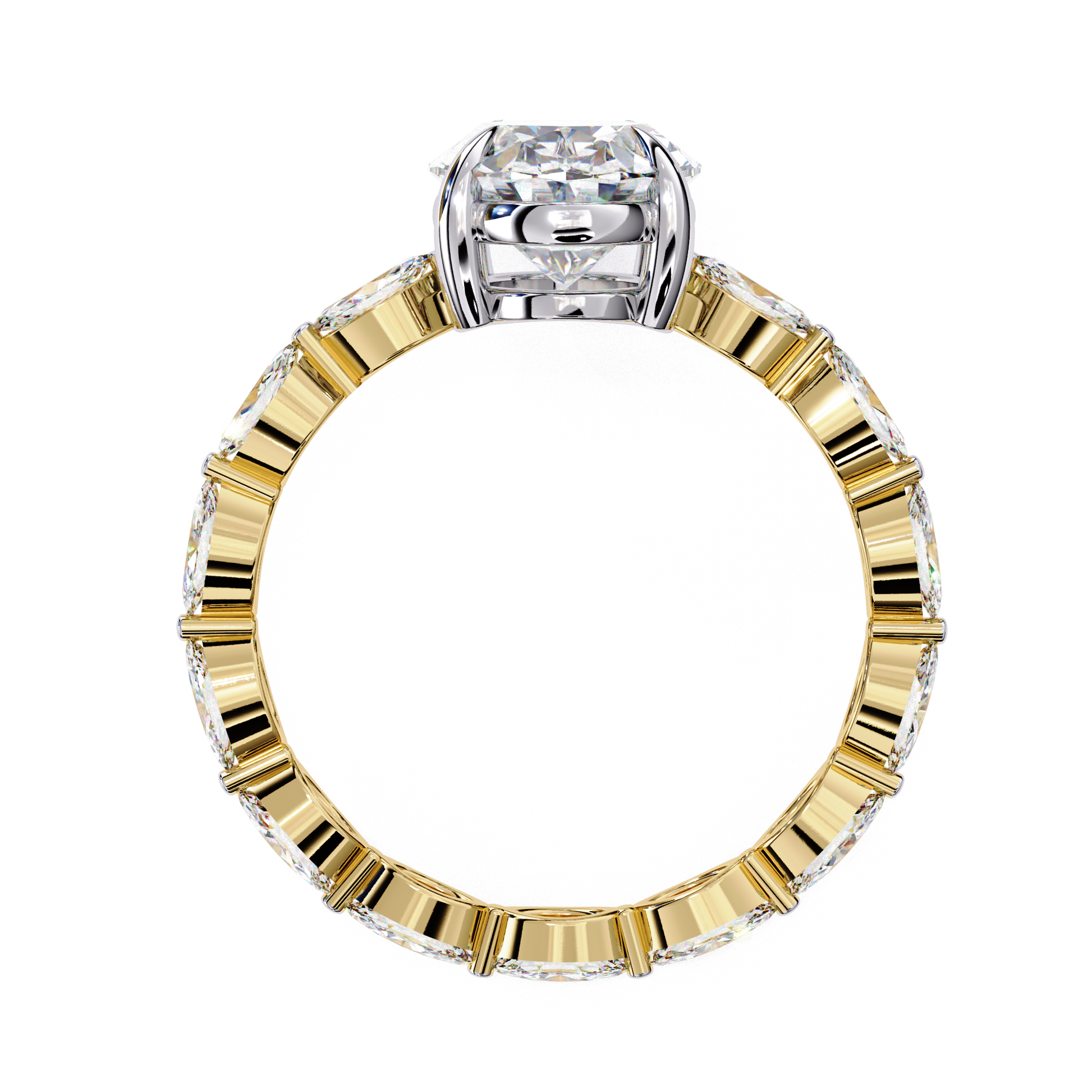 Ember — Oval cut lab grown and natural diamond engagement ring, side stones — Carat House