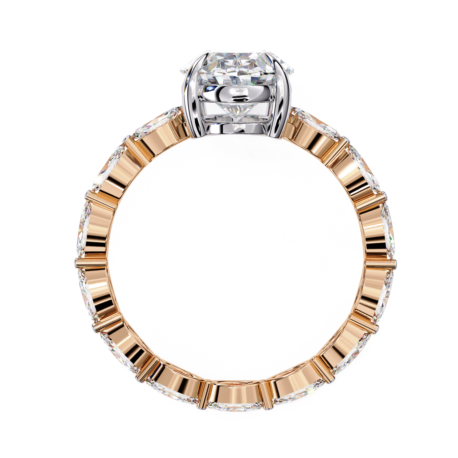 Ember — Oval cut lab grown and natural diamond engagement ring, side stones — Carat House