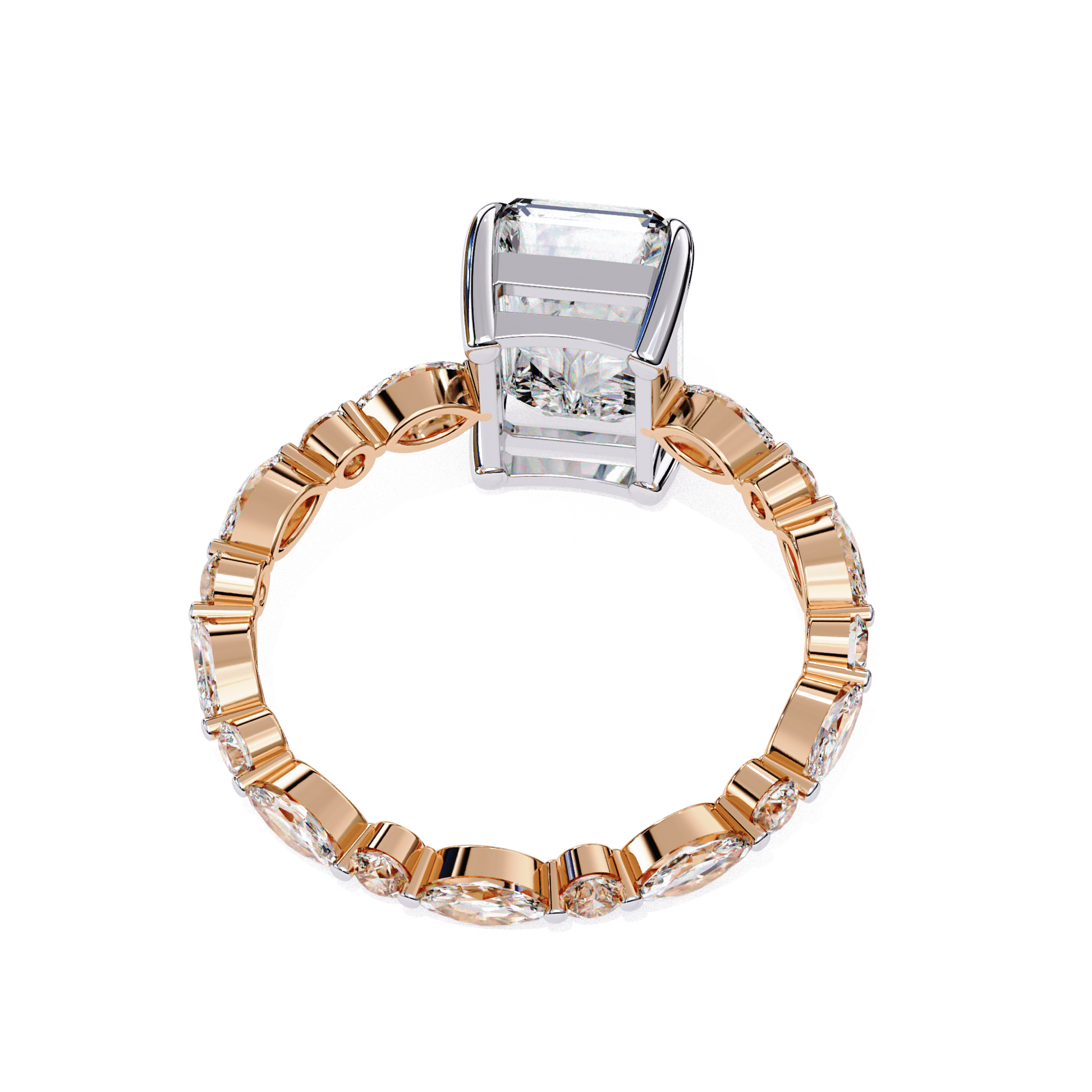 Stella — Radiant cut lab grown and natural diamond engagement ring, side stones — Carat House