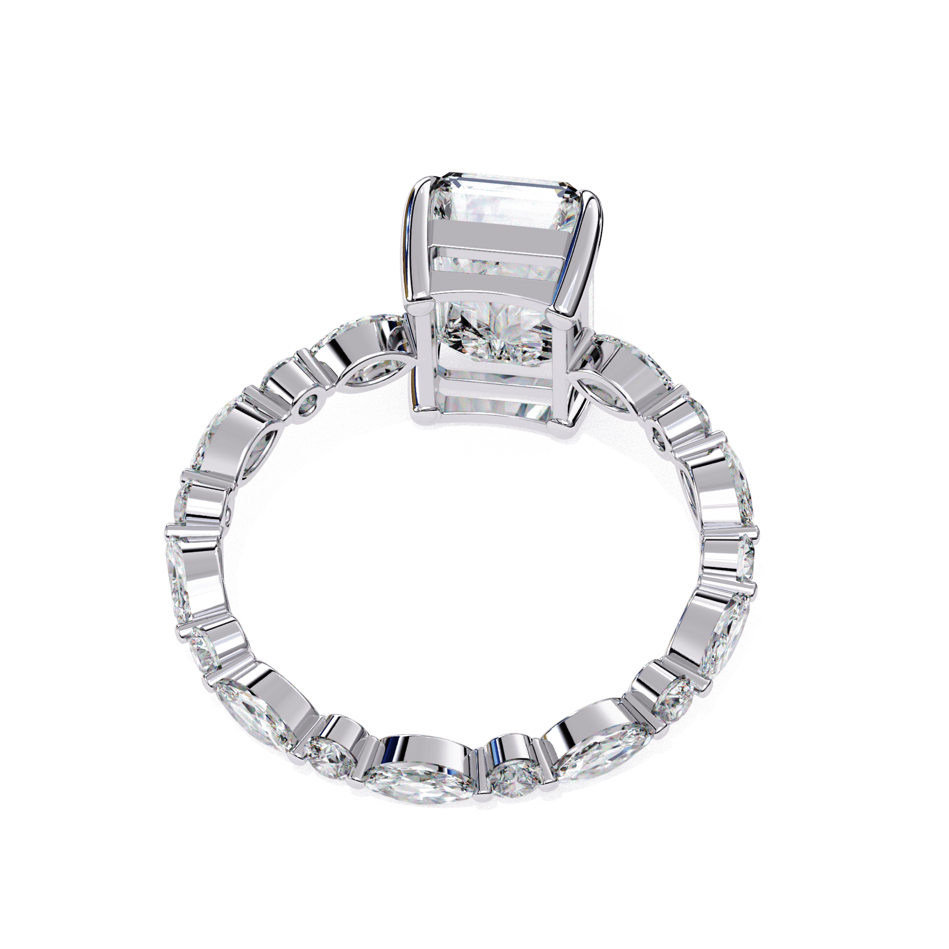 Stella — Radiant cut lab grown and natural diamond engagement ring, side stones — Carat House