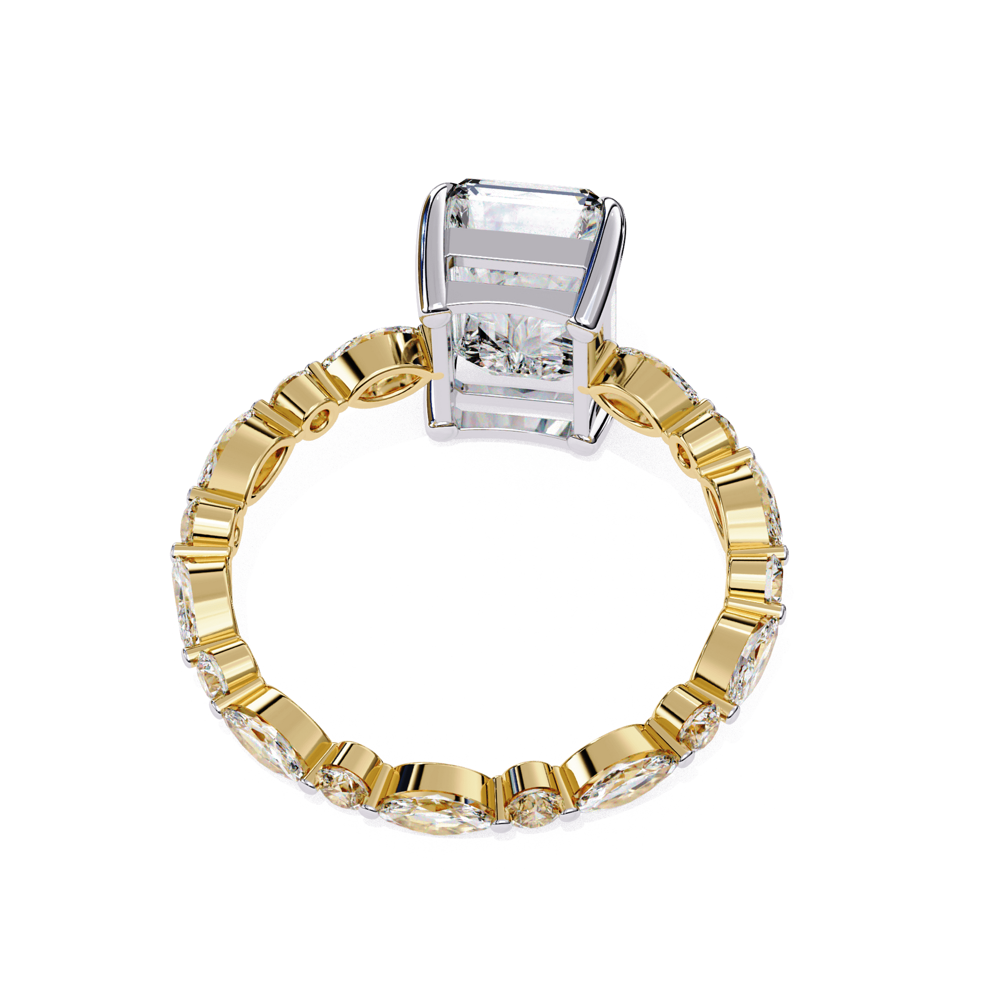 Stella — Radiant cut lab grown and natural diamond engagement ring, side stones — Carat House