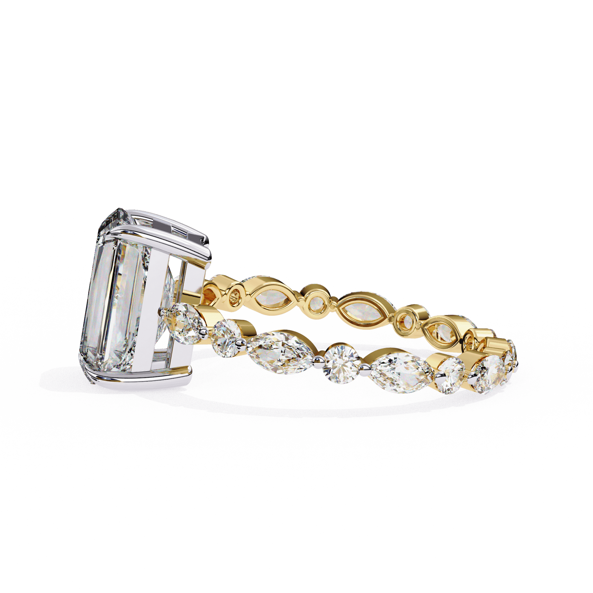 Stella — Radiant cut lab grown and natural diamond engagement ring, side stones — Carat House