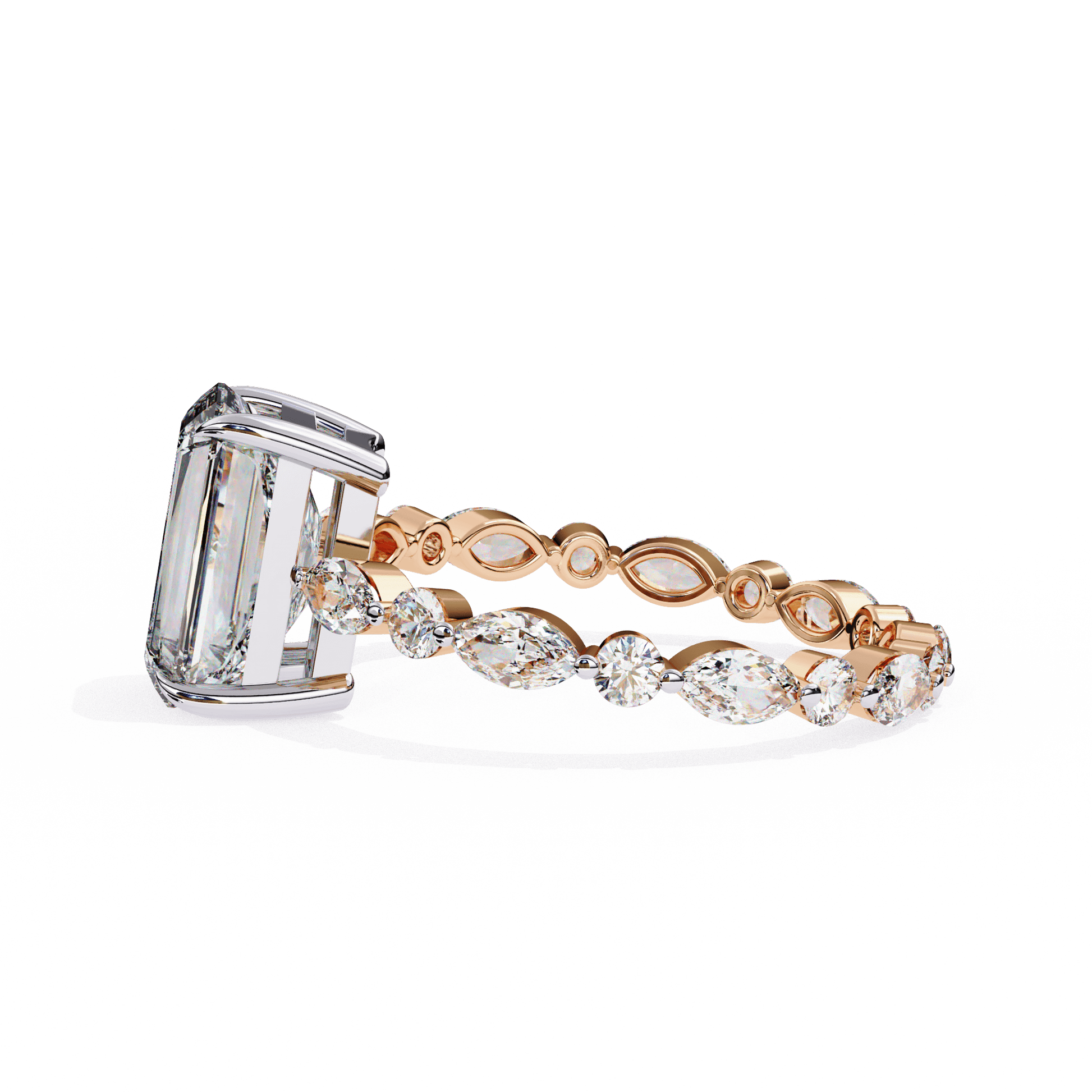 Stella — Radiant cut lab grown and natural diamond engagement ring, side stones — Carat House