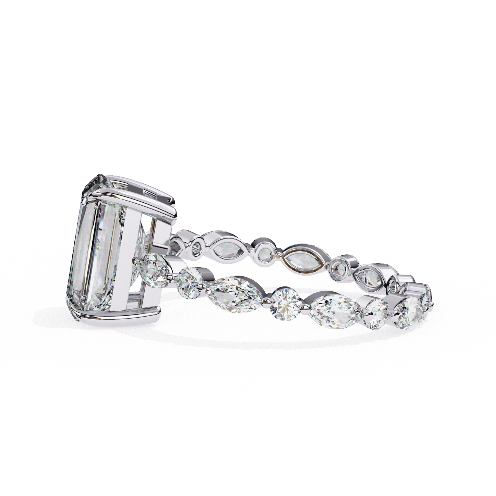 Stella — Radiant cut lab grown and natural diamond engagement ring, side stones — Carat House