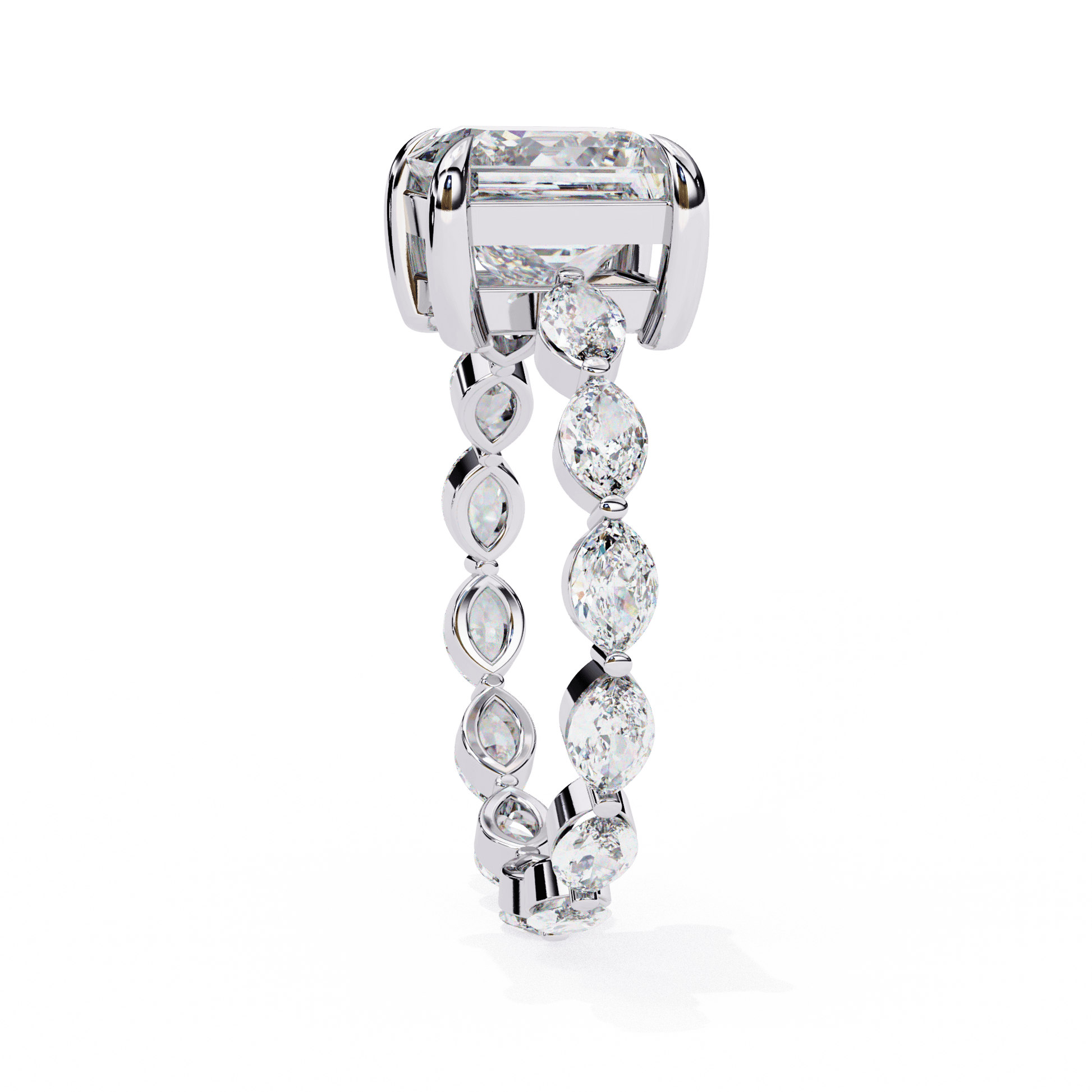 Nikola — Princess cut lab grown and natural diamond engagement ring, side stones — Carat House