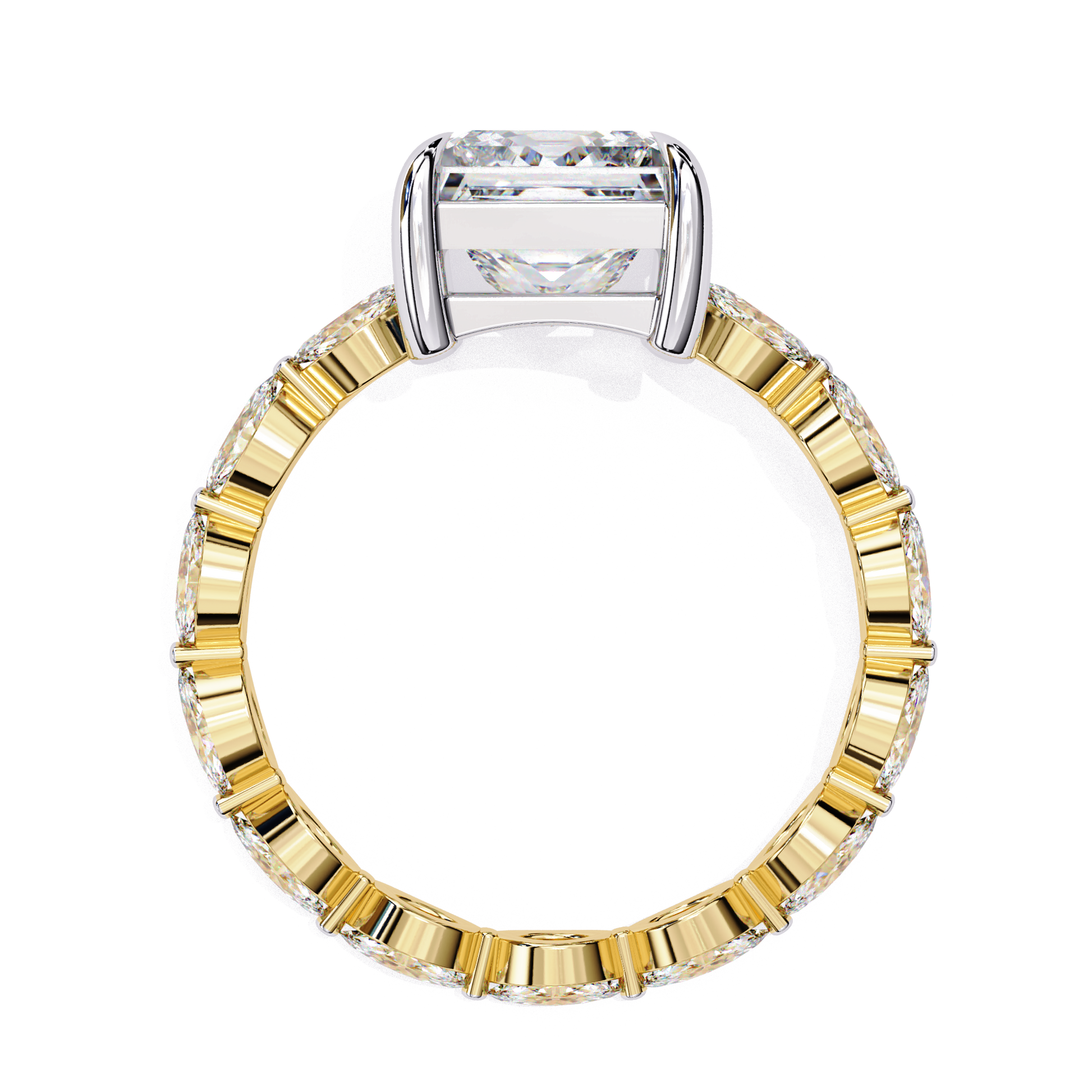 Nikola — Princess cut lab grown and natural diamond engagement ring, side stones — Carat House