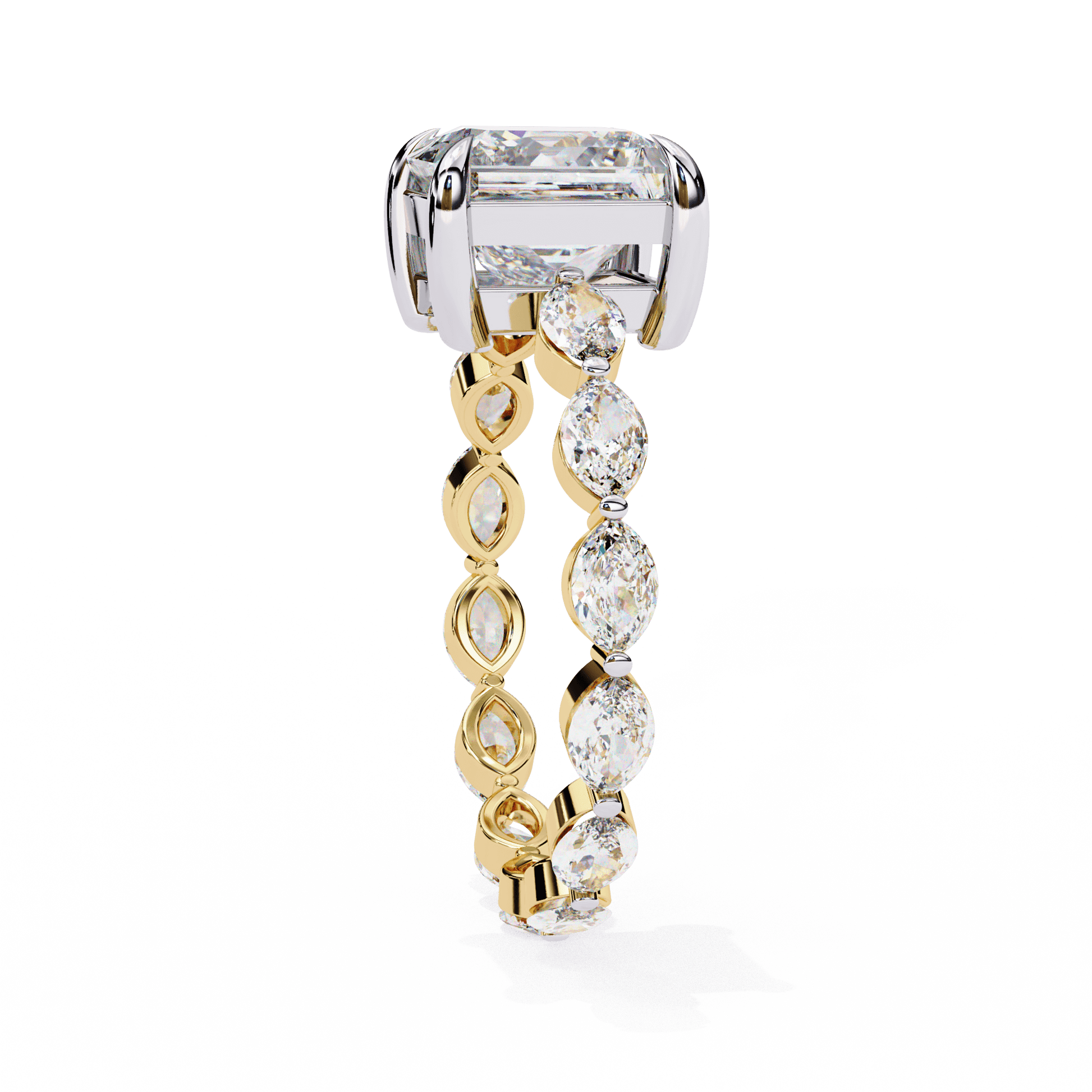 Nikola — Princess cut lab grown and natural diamond engagement ring, side stones — Carat House