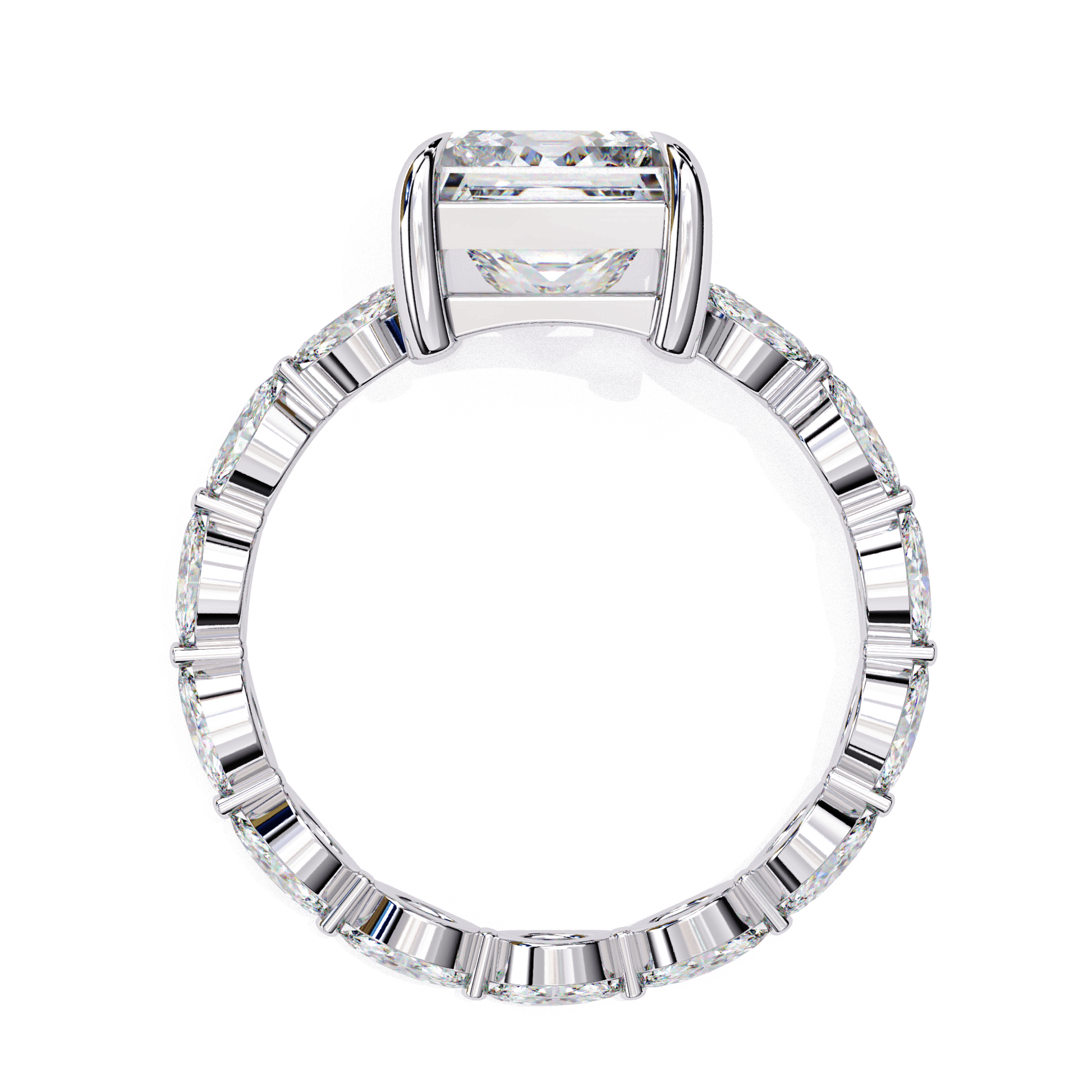 Nikola — Princess cut lab grown and natural diamond engagement ring, side stones — Carat House