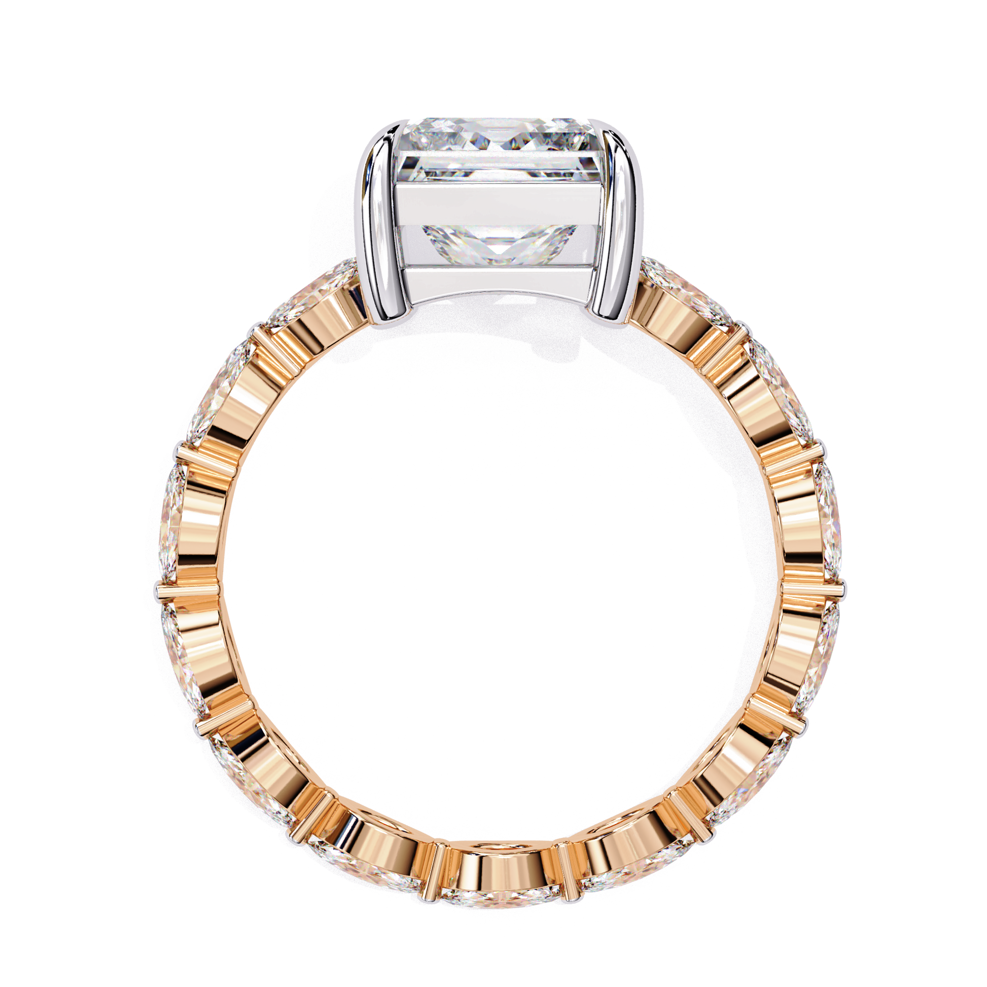 Nikola — Princess cut lab grown and natural diamond engagement ring, side stones — Carat House