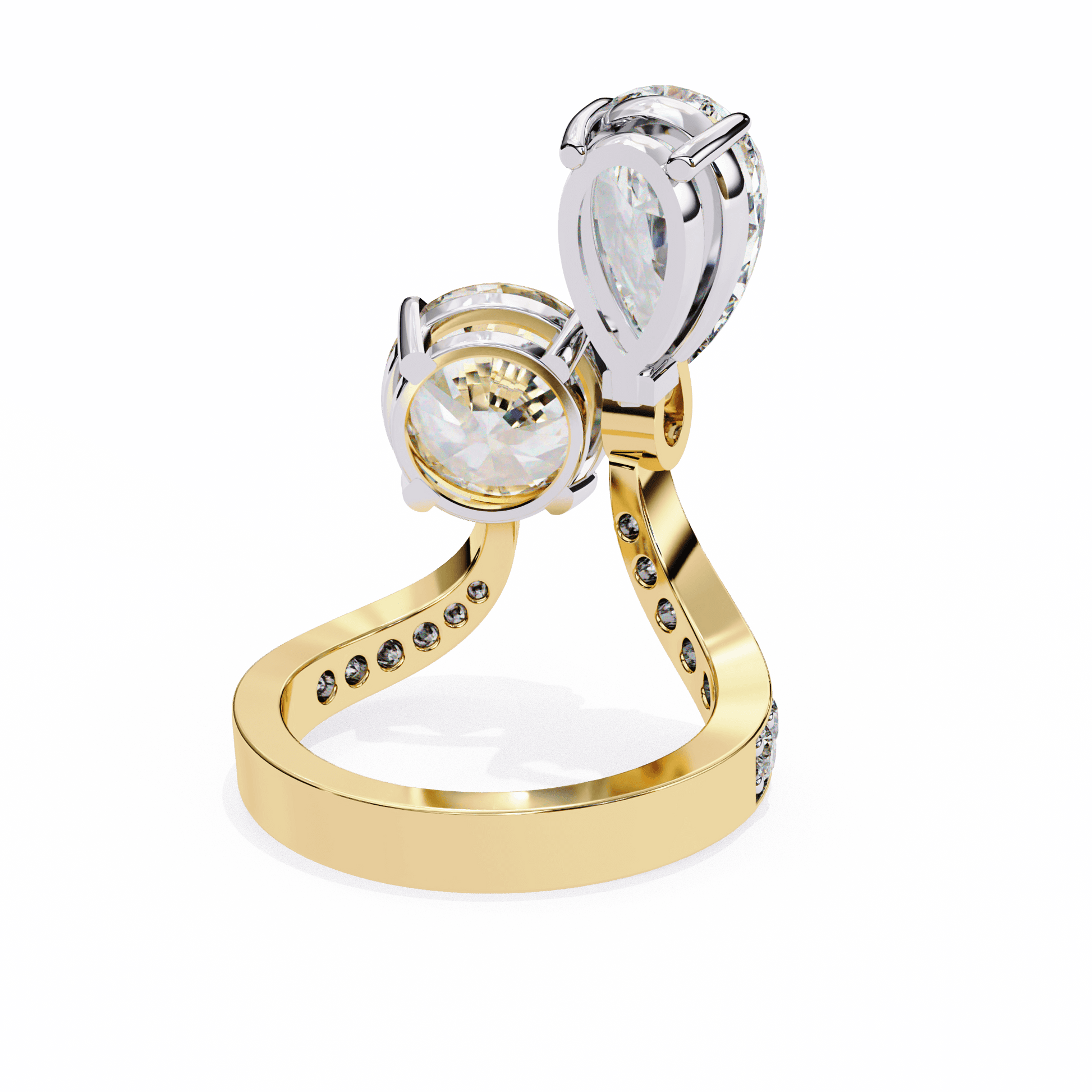 Elegant open toi et moi ring by Carat House Dubai featuring intertwined design and sparkling gemstones.
