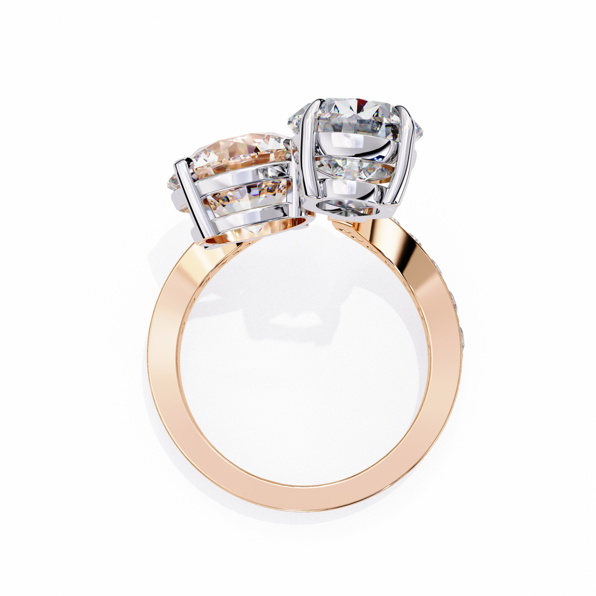 Ellie open Toi et Moi diamond ring by Carat House Dubai featuring a sleek design and sparkling gemstones.
