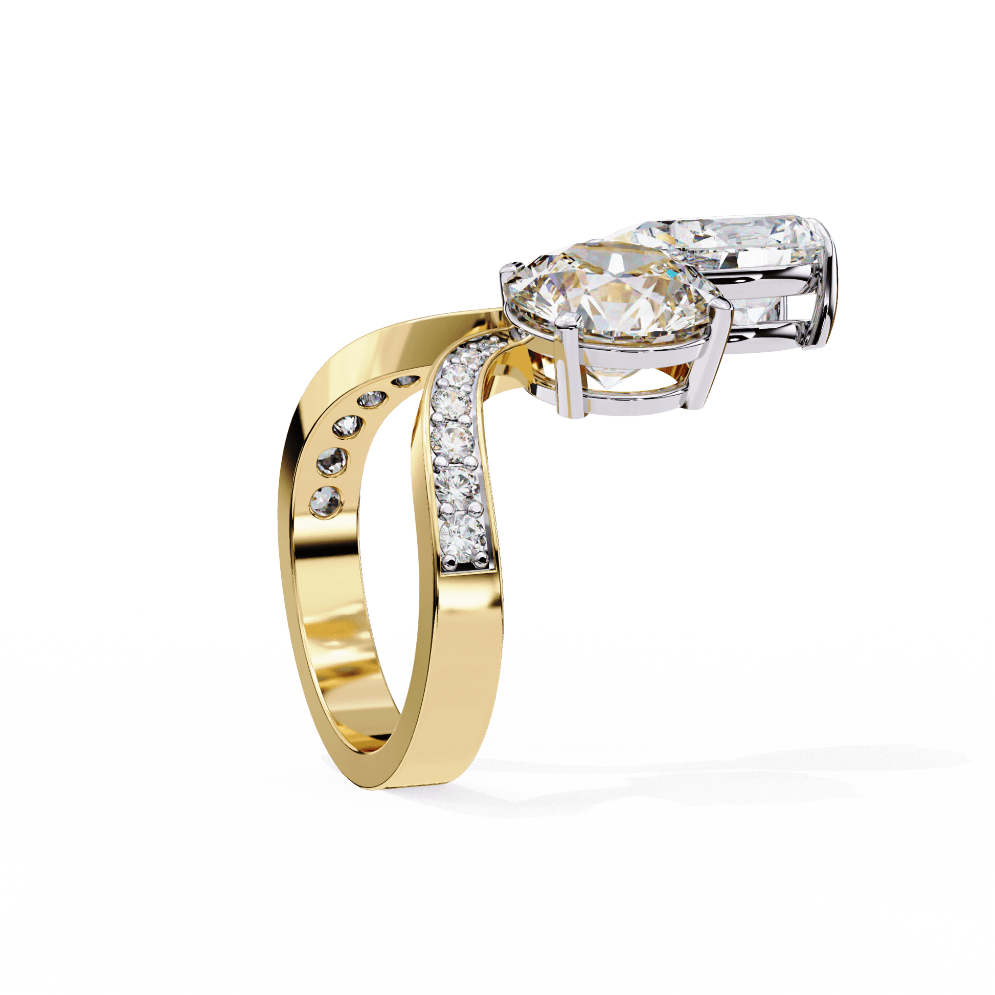 Ellie open Toi et Moi diamond engagement ring by Carat House Dubai featuring a unique dual-stone design and elegant setting.