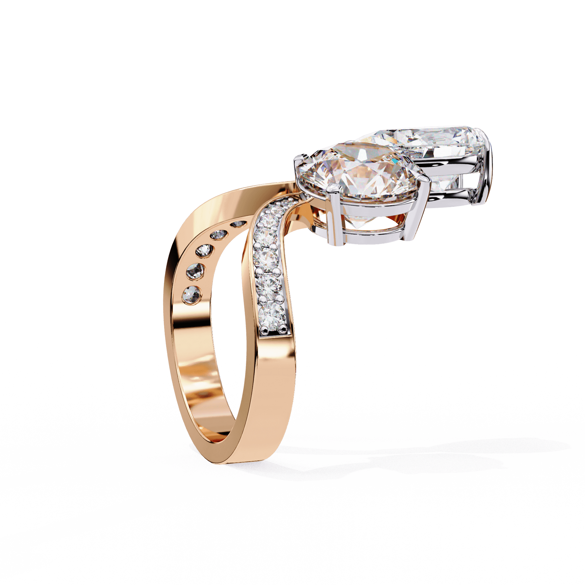 Ellie open Toi et Moi ring by Carat House Dubai featuring intertwined gemstone settings in a detailed gold band