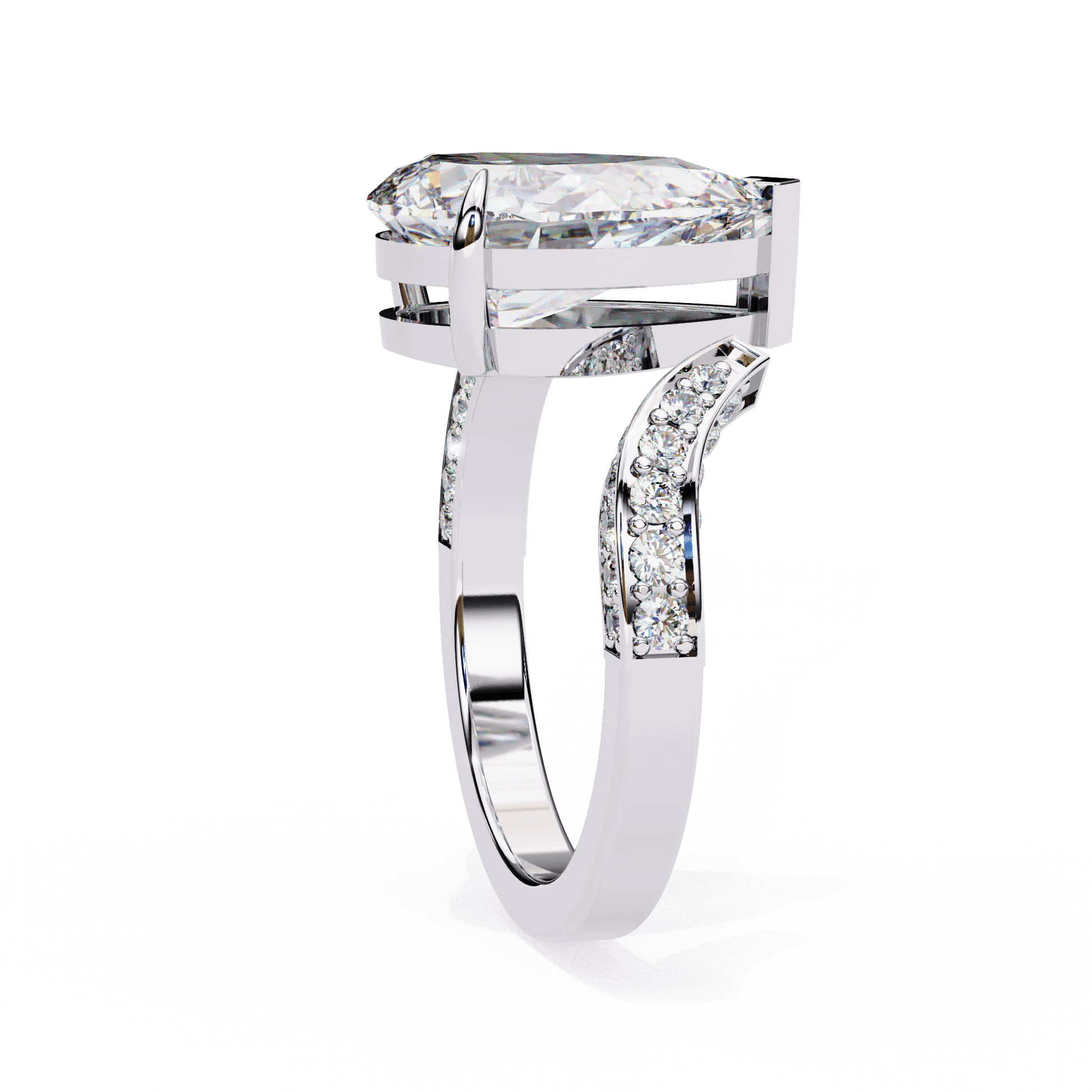 Aria — Pear cut lab grown and natural diamond engagement ring — split shank — Carat House