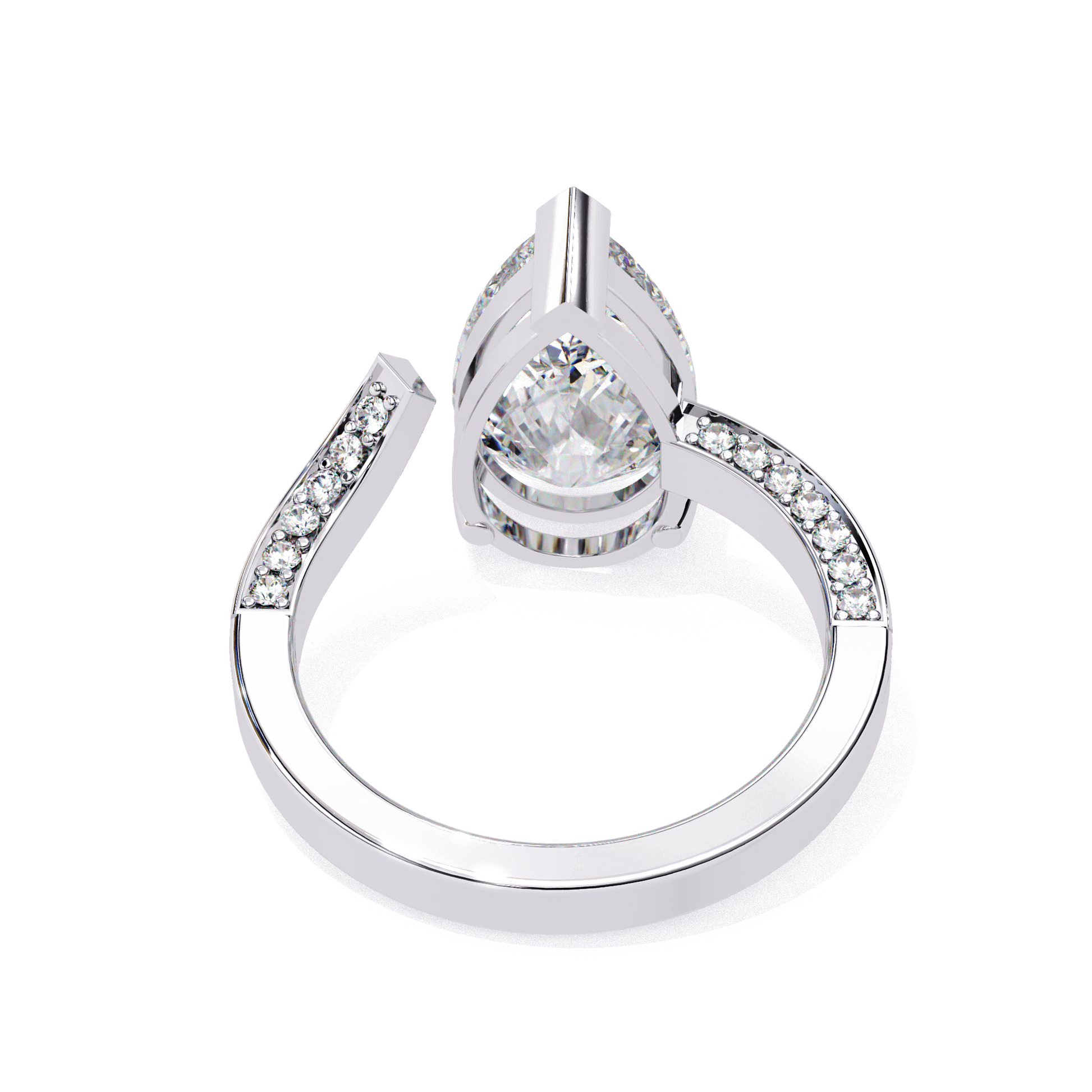Aria — Pear cut lab grown and natural diamond engagement ring — split shank — Carat House