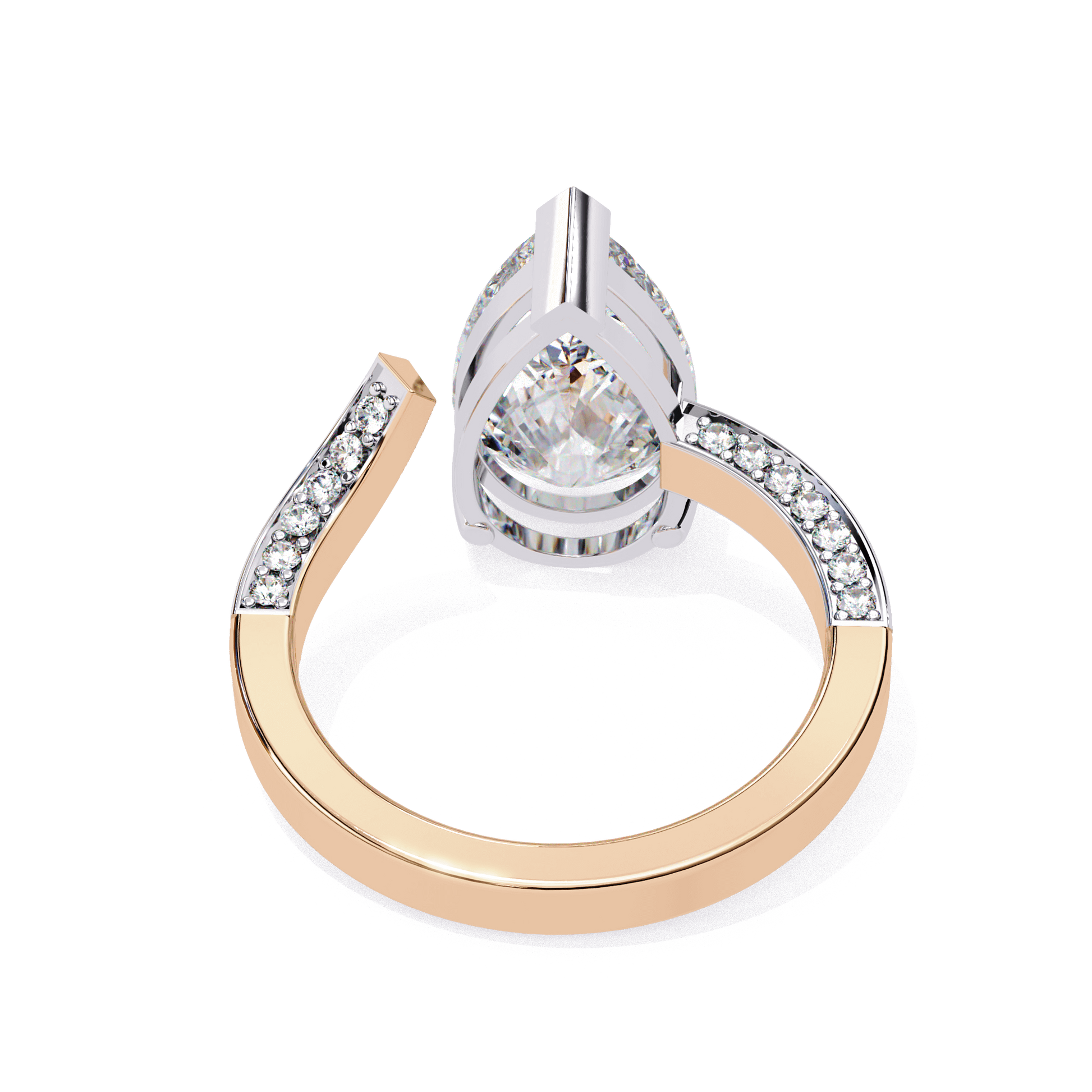 Aria — Pear cut lab grown and natural diamond engagement ring — split shank — Carat House
