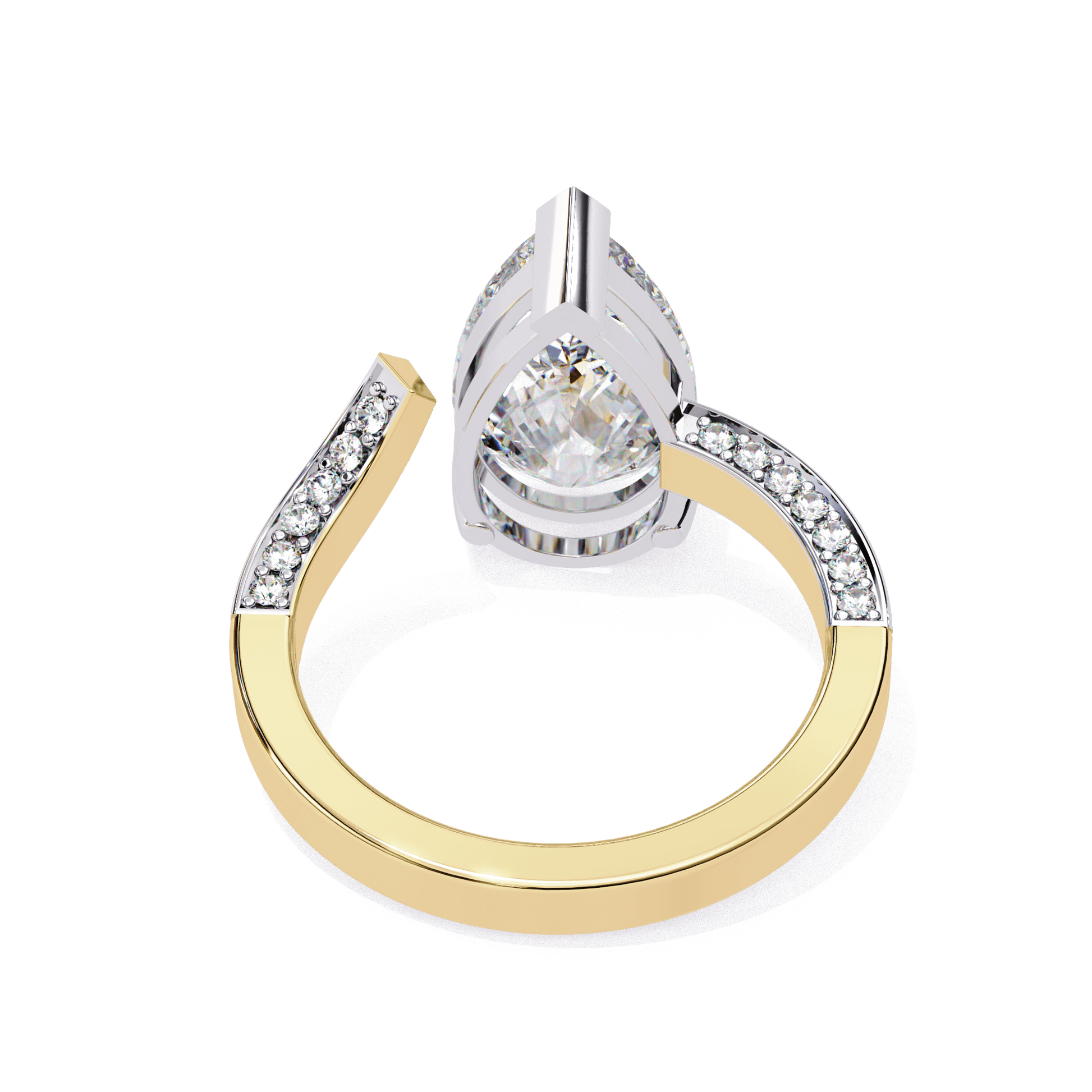 Aria — Pear cut lab grown and natural diamond engagement ring — split shank — Carat House