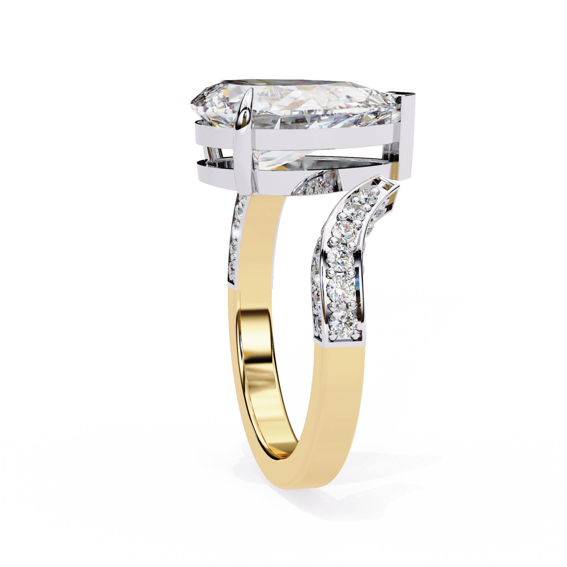Aria — Pear cut lab grown and natural diamond engagement ring — split shank — Carat House