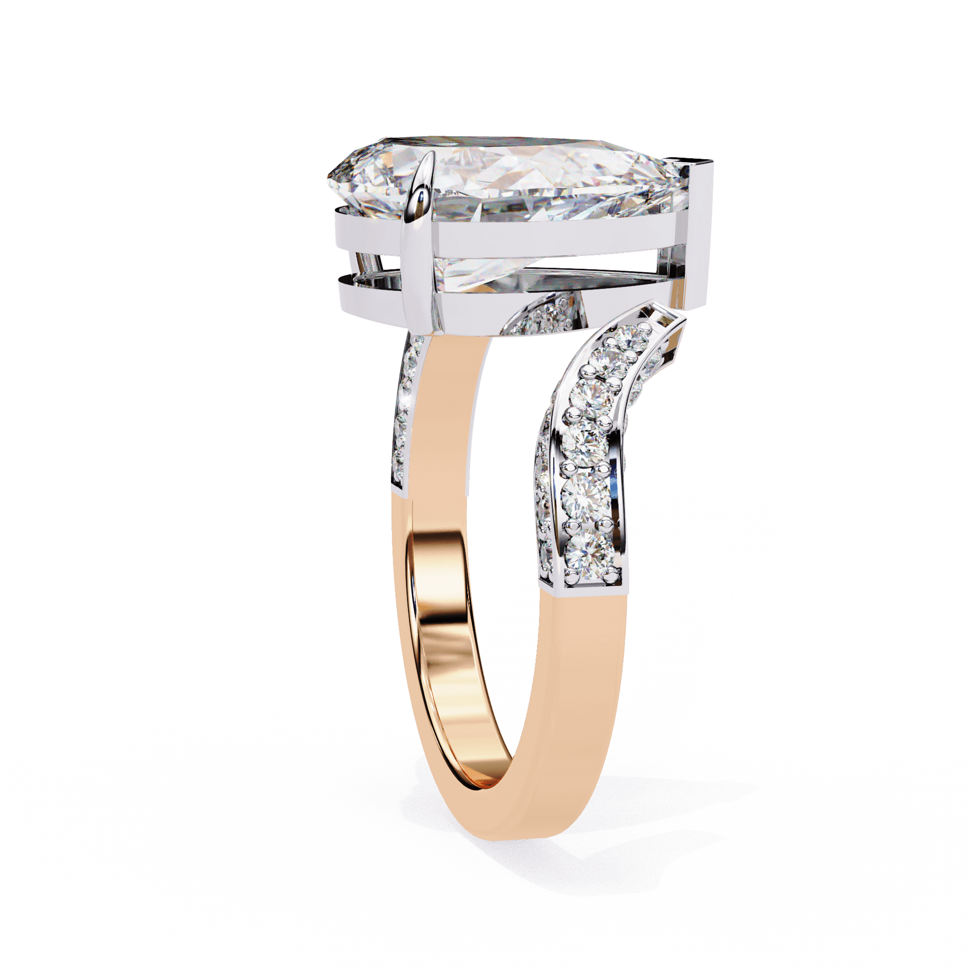 Aria — Pear cut lab grown and natural diamond engagement ring — split shank — Carat House