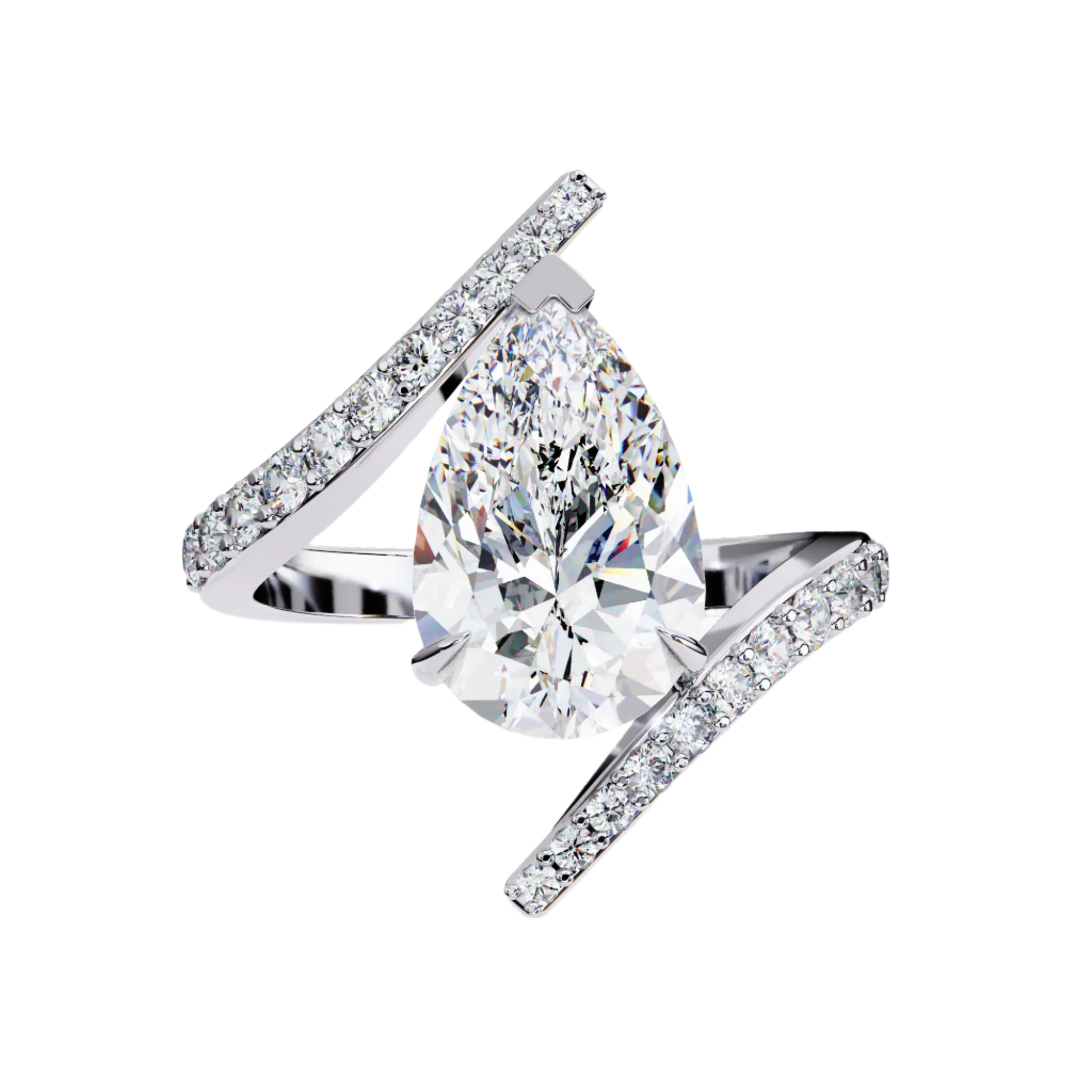 Mila — Pear cut lab grown and natural diamond engagement ring — 18k white gold and platinum — Carat House
