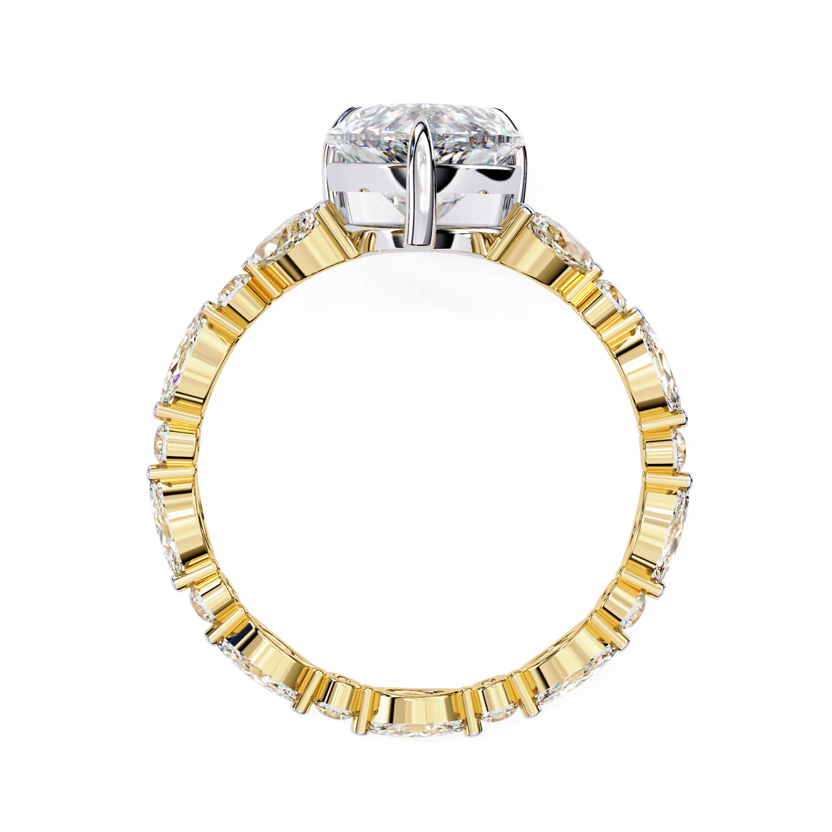Sydney — Pear cut lab grown and natural diamond engagement ring — marquise and round side stones — Carat House