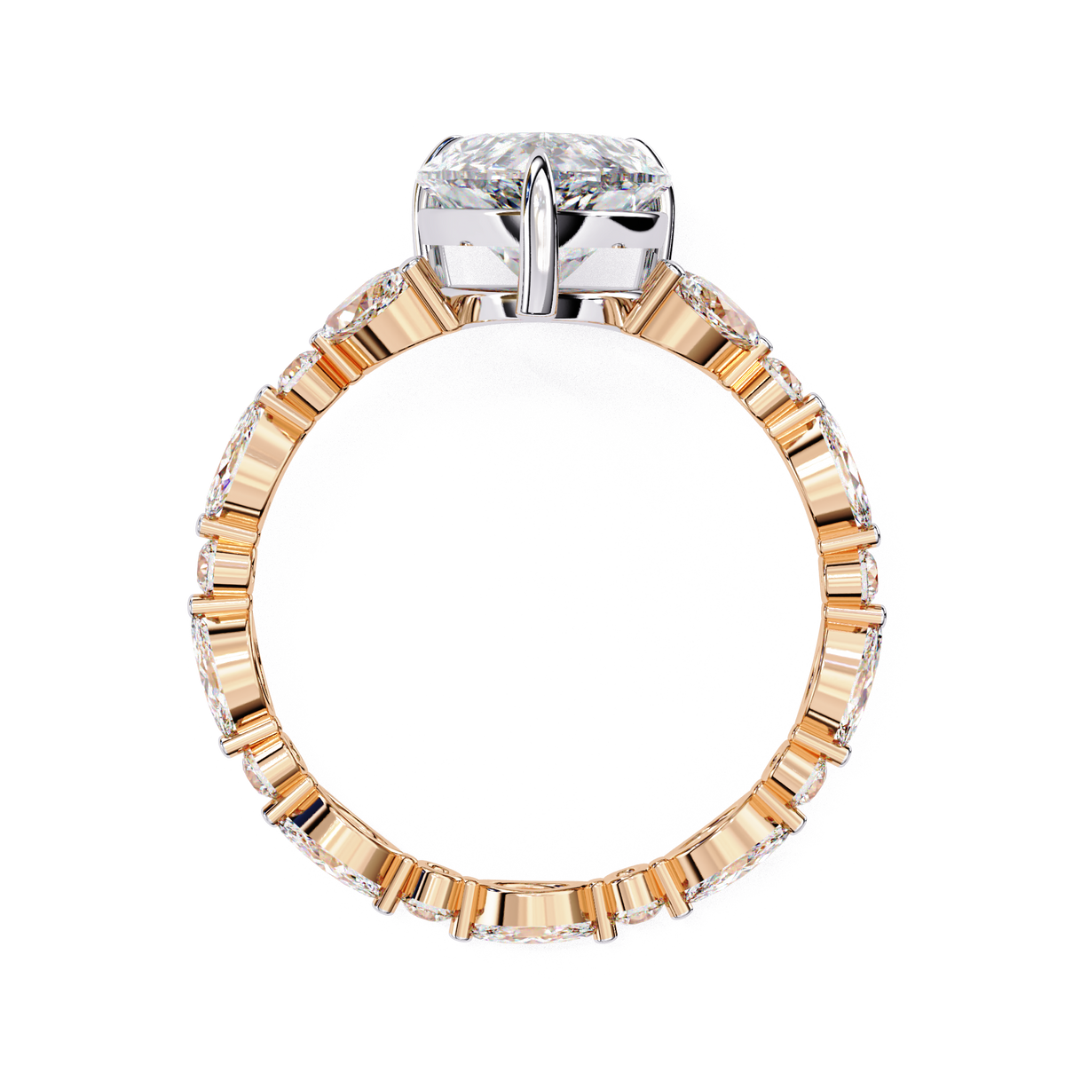 Sydney — Pear cut lab grown and natural diamond engagement ring — marquise and round side stones — Carat House