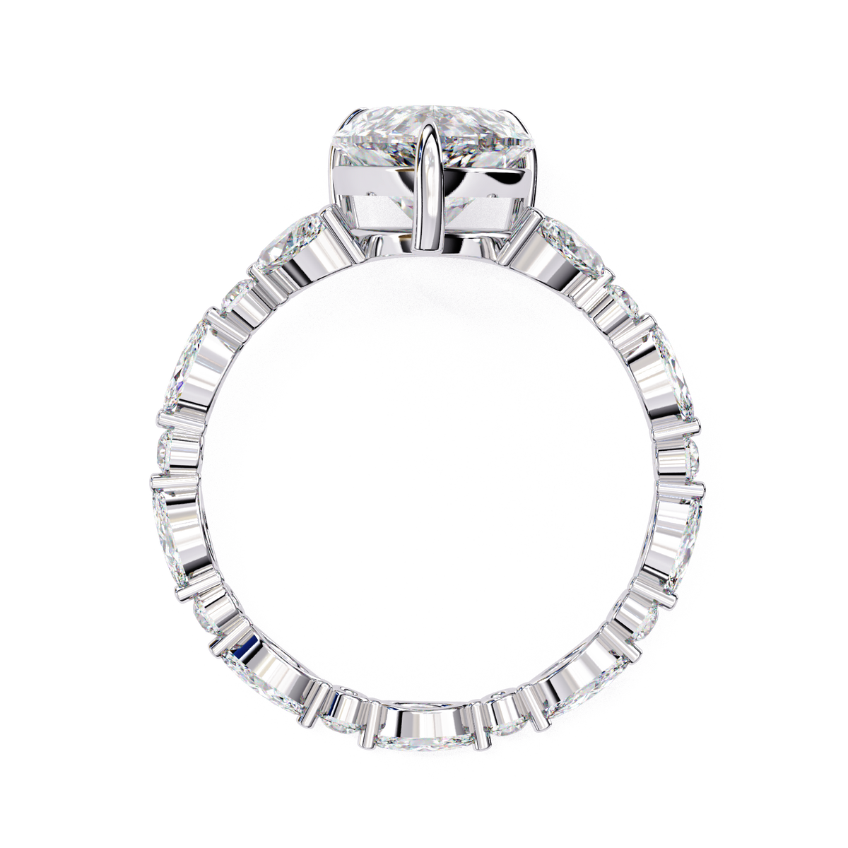 Sydney — Pear cut lab grown and natural diamond engagement ring — marquise and round side stones — Carat House
