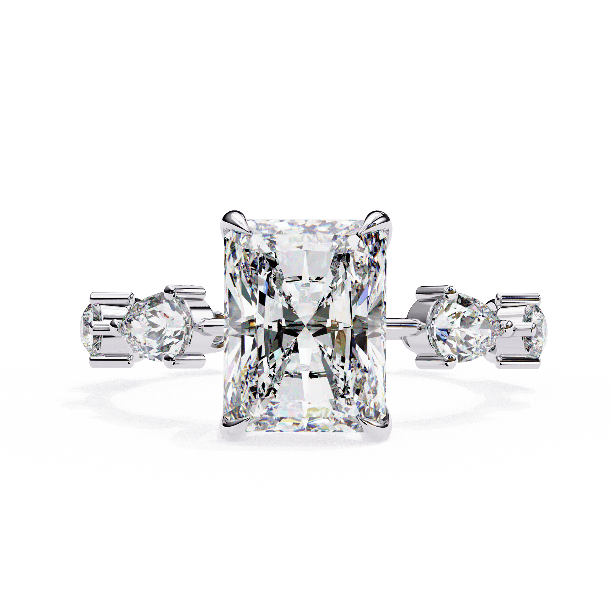 Amalia — Round cut lab grown and natural diamond engagement ring — cathedral, solitaire — 18k white gold and platinum — Carat House